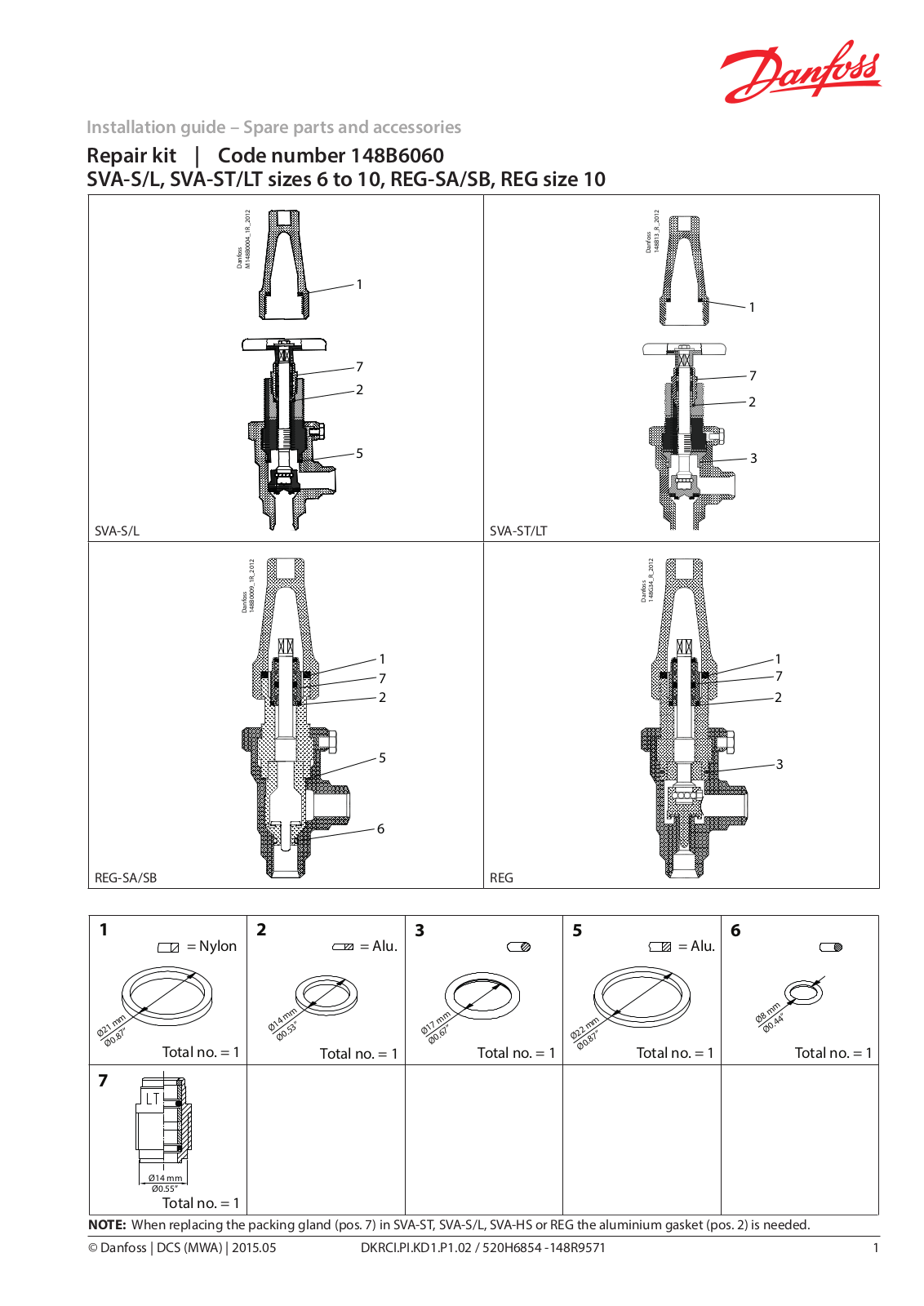 Danfoss SVA-S 6, SVA-L 6, SVA-ST 6, SVA-LT 6, SVA-S 10 Installation guide