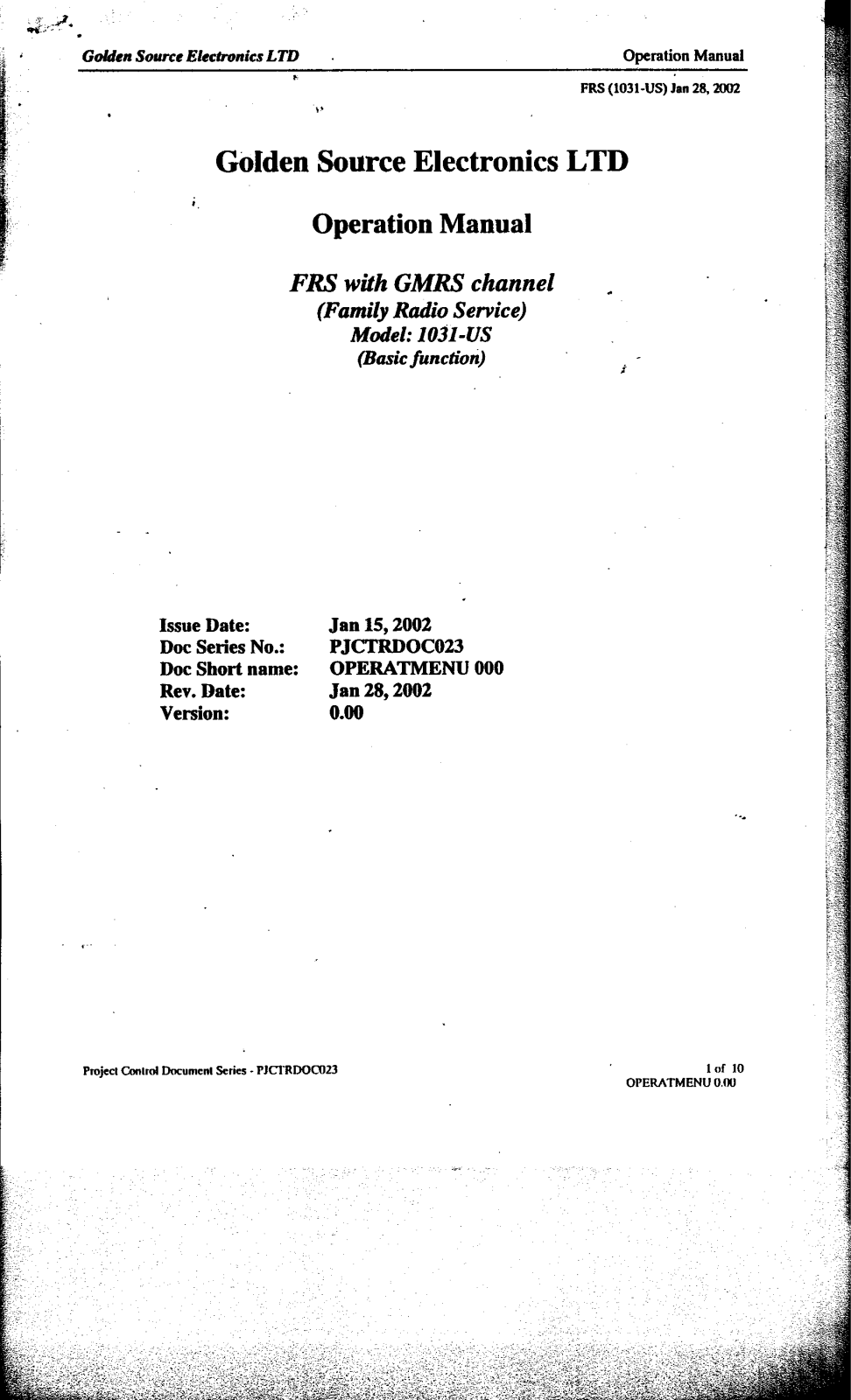 Golden Source Electronics FRS2228 User Manual - ManualMachine.com