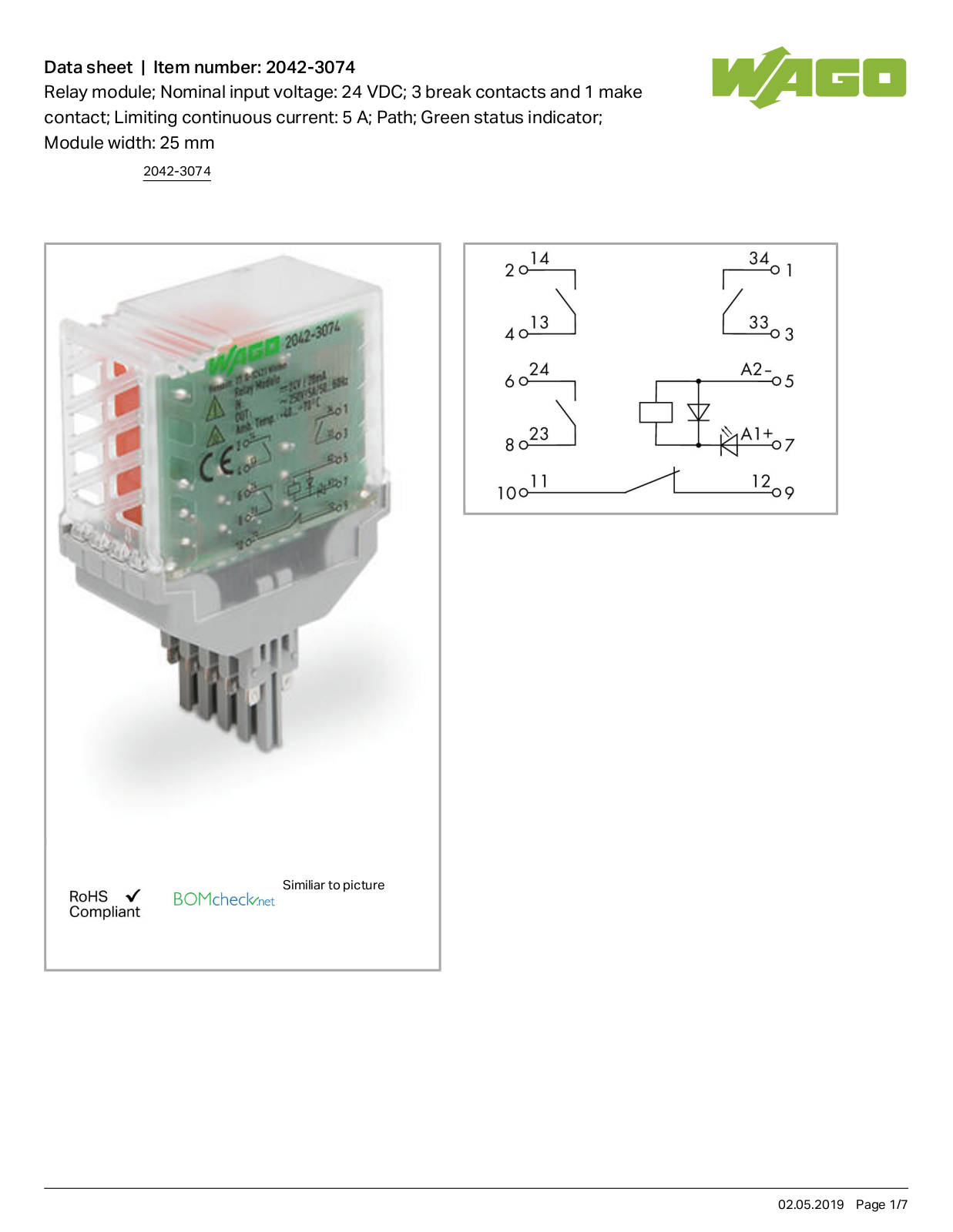 Wago 2042-3074 Data Sheet