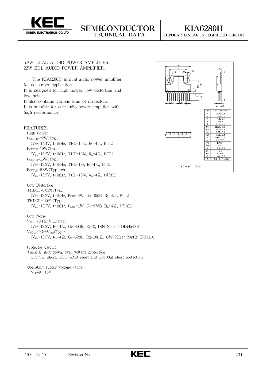 KEC KIA6280H Datasheet