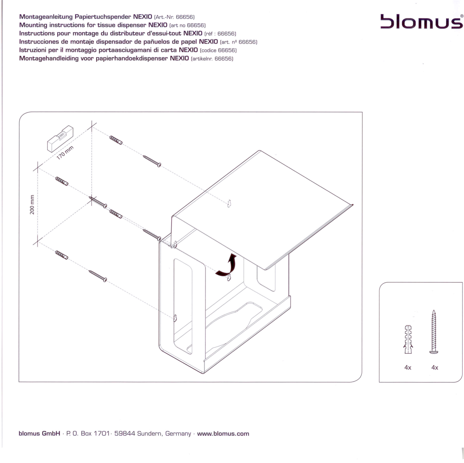 Blomus RY2596, RY2597 Installation & Assembly - ManualMachine.com