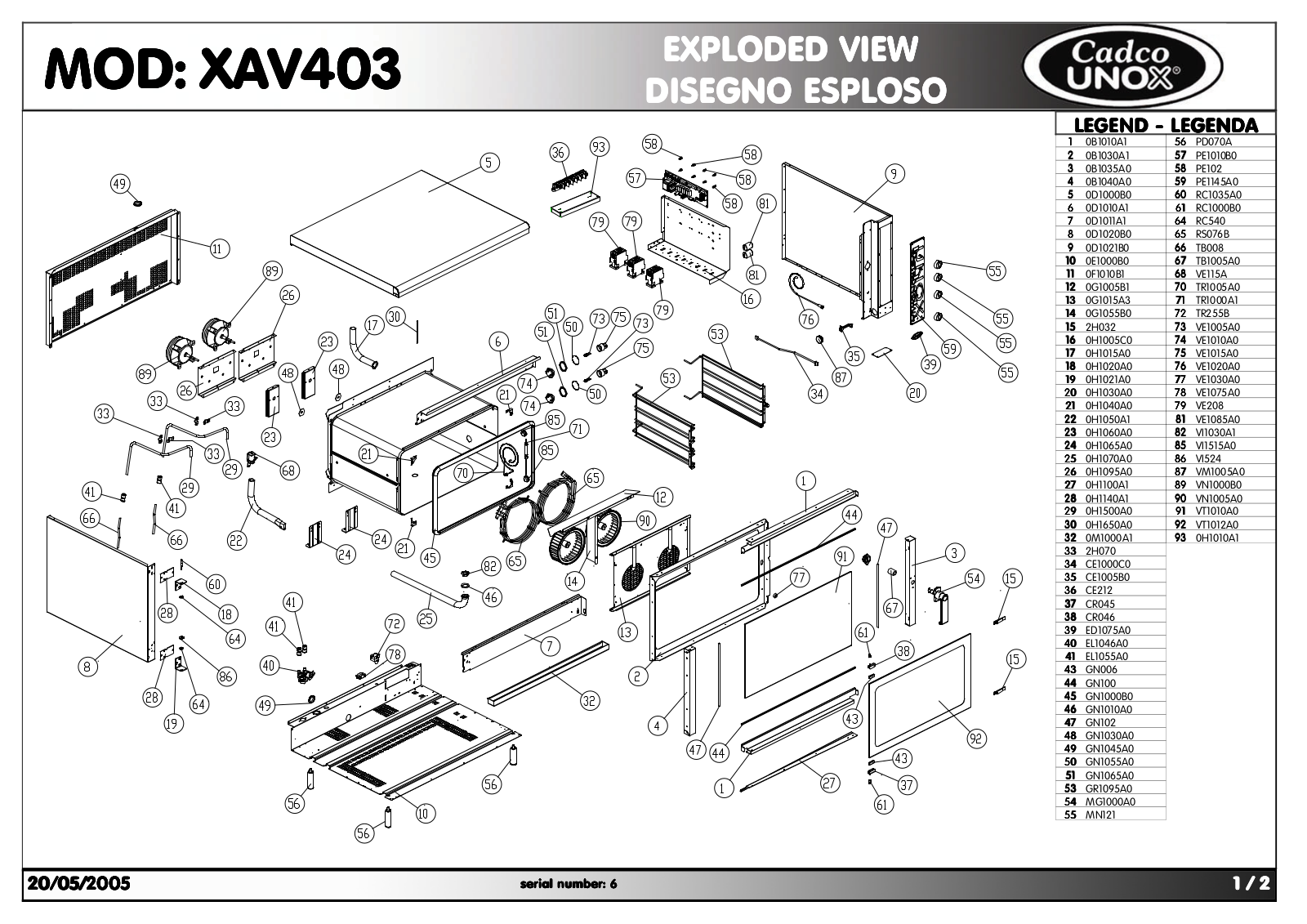 Cadco CAPO-403 Parts List