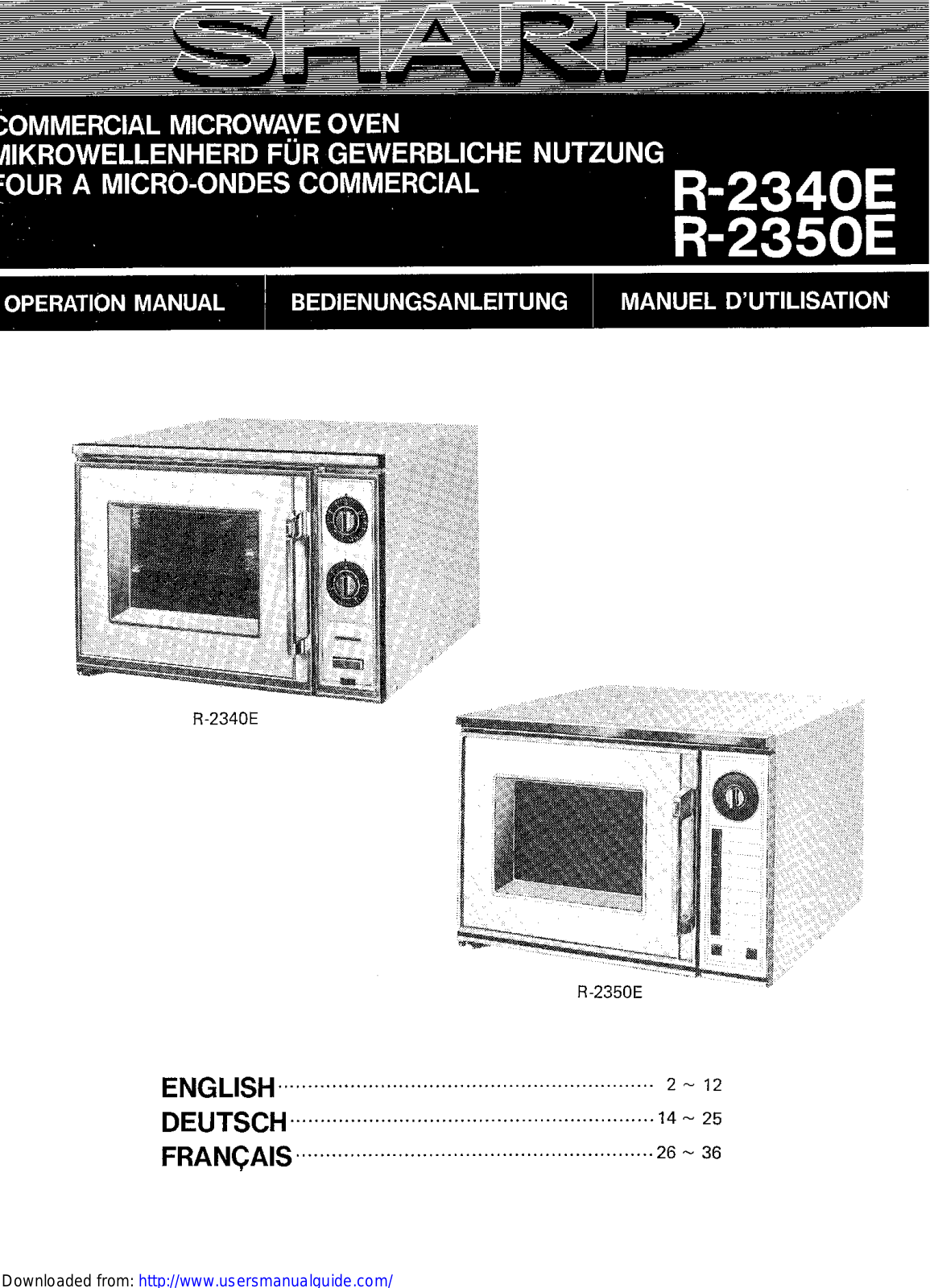 SHARP R-2340E/2350E User Manual