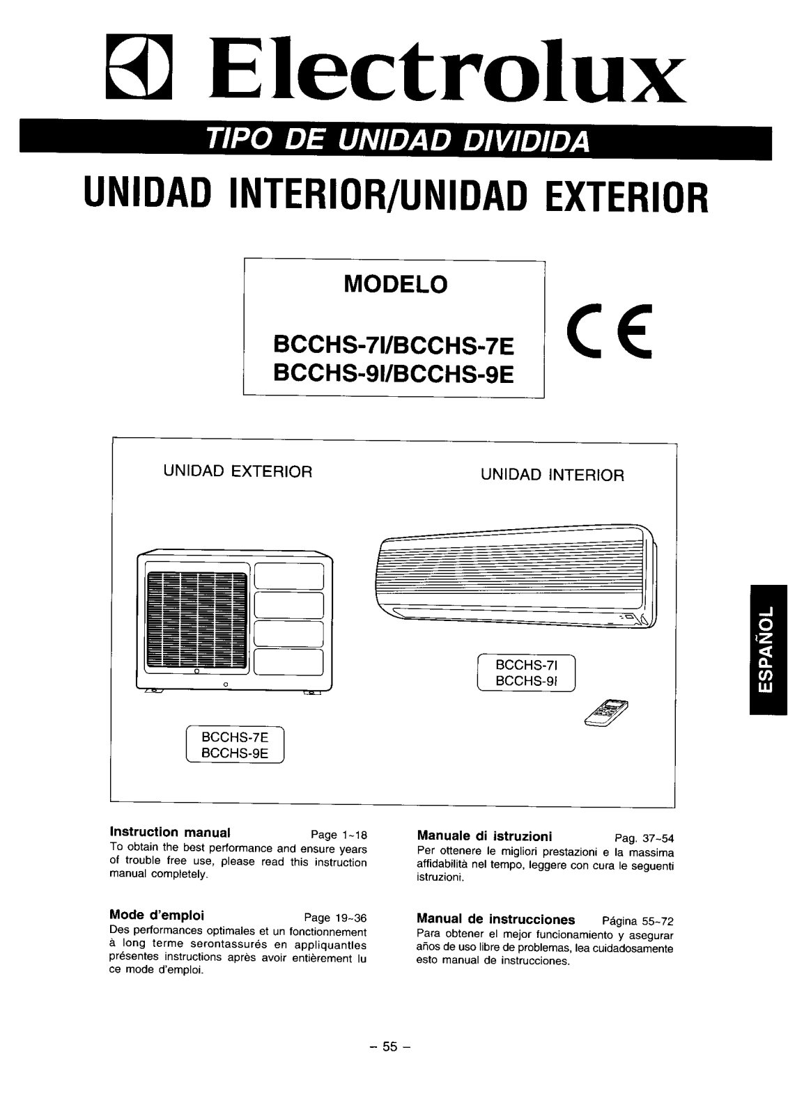 AEG BCCHS7I, BCCHS9E, BCCHS9I User Manual