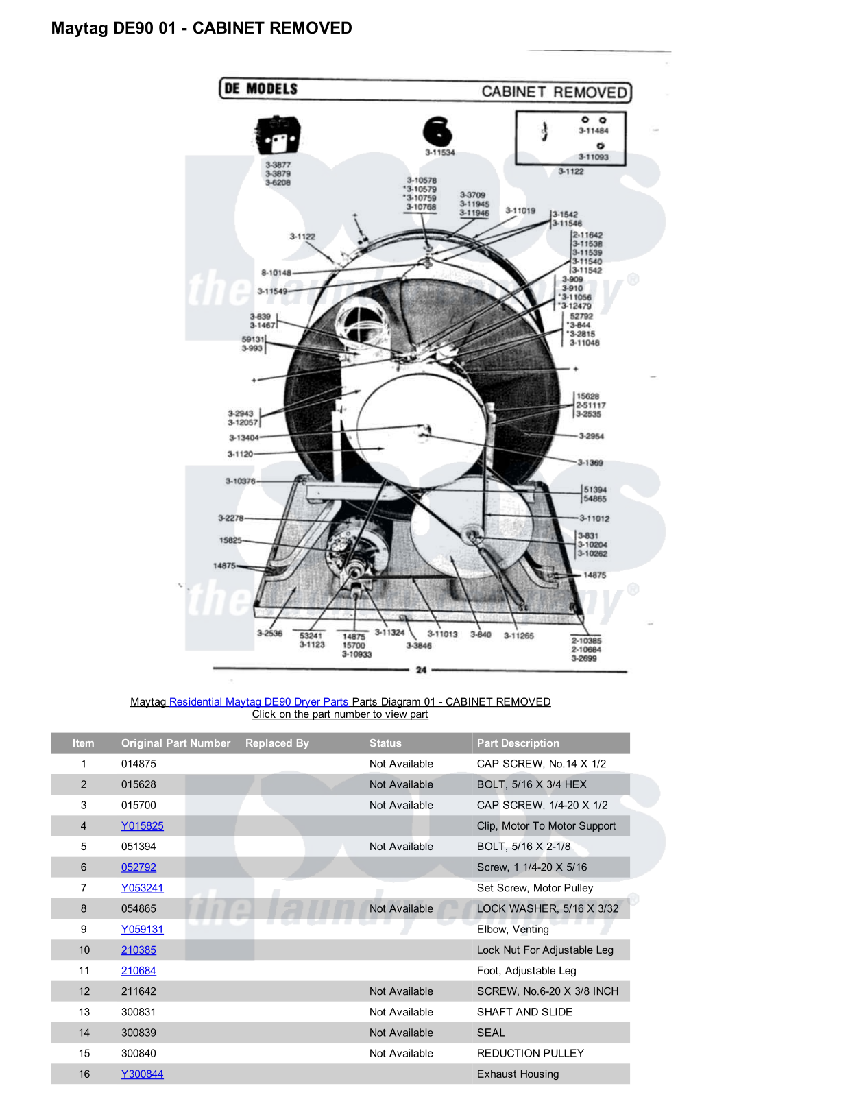 Maytag DE90 Parts Diagram