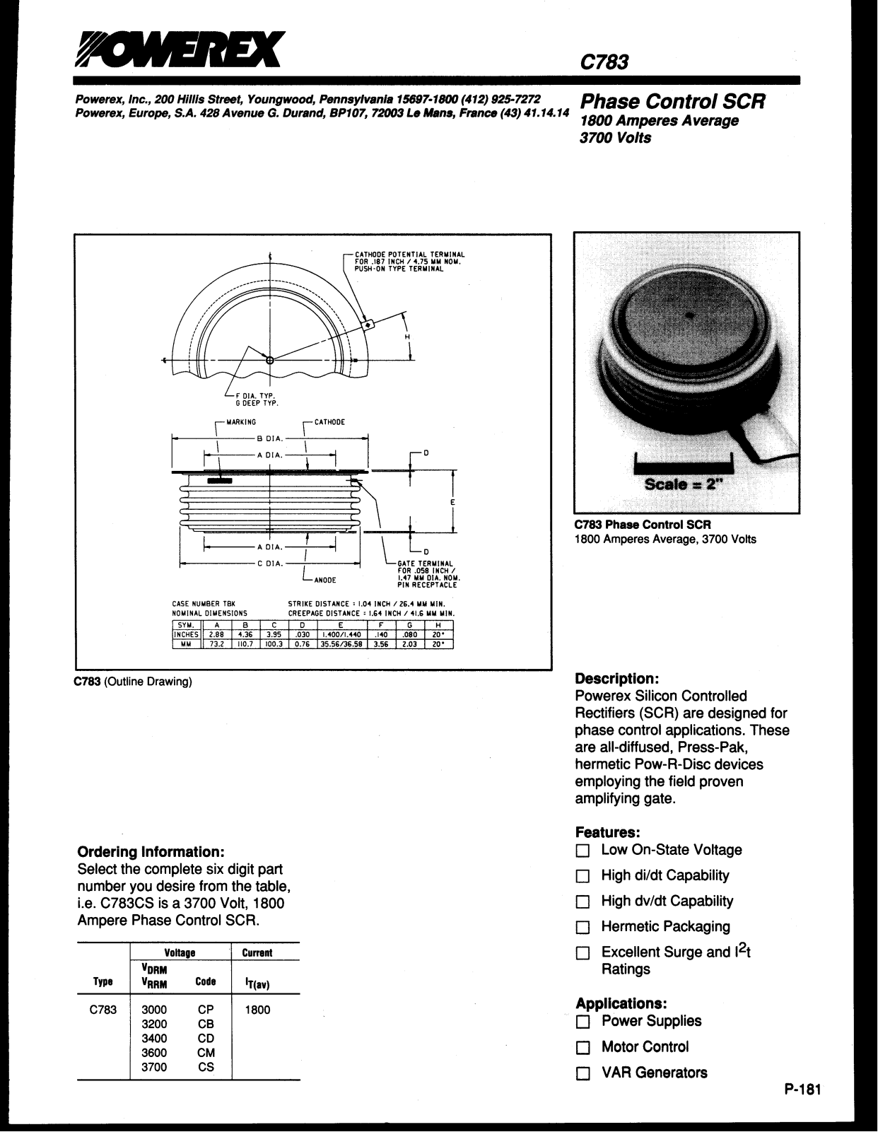 POWEREX C783CS, C783CP, C783CM, C783CE, C783CD Datasheet