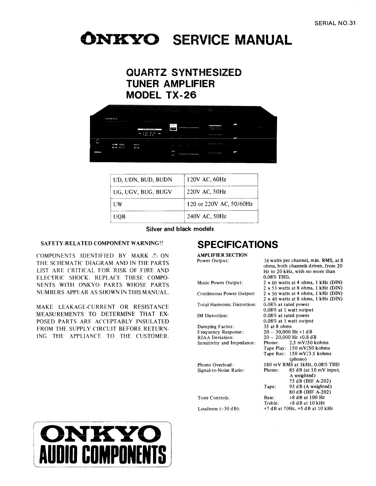 Onkyo TX-26 Service manual