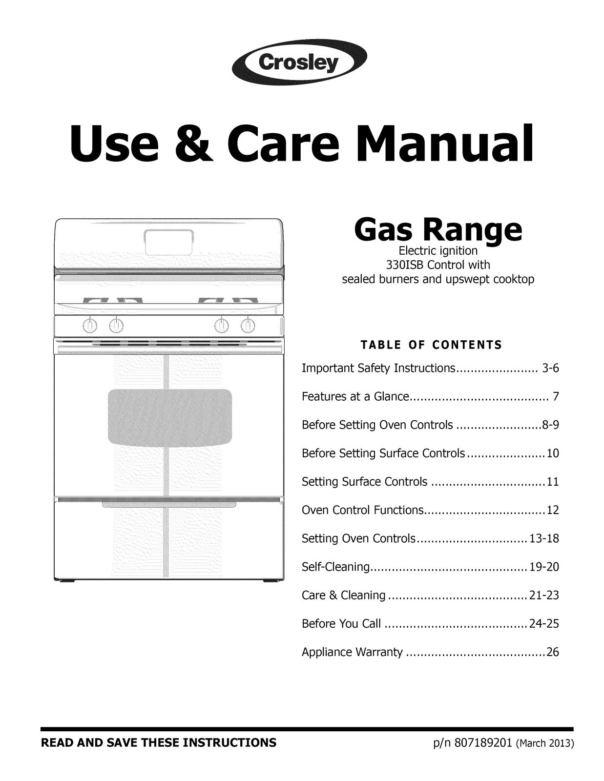 Crosley CRG3480PWC, CRG3480PWD, CRG3480SSC, CRG3480SSB, CRG3480SSA Owner’s Manual