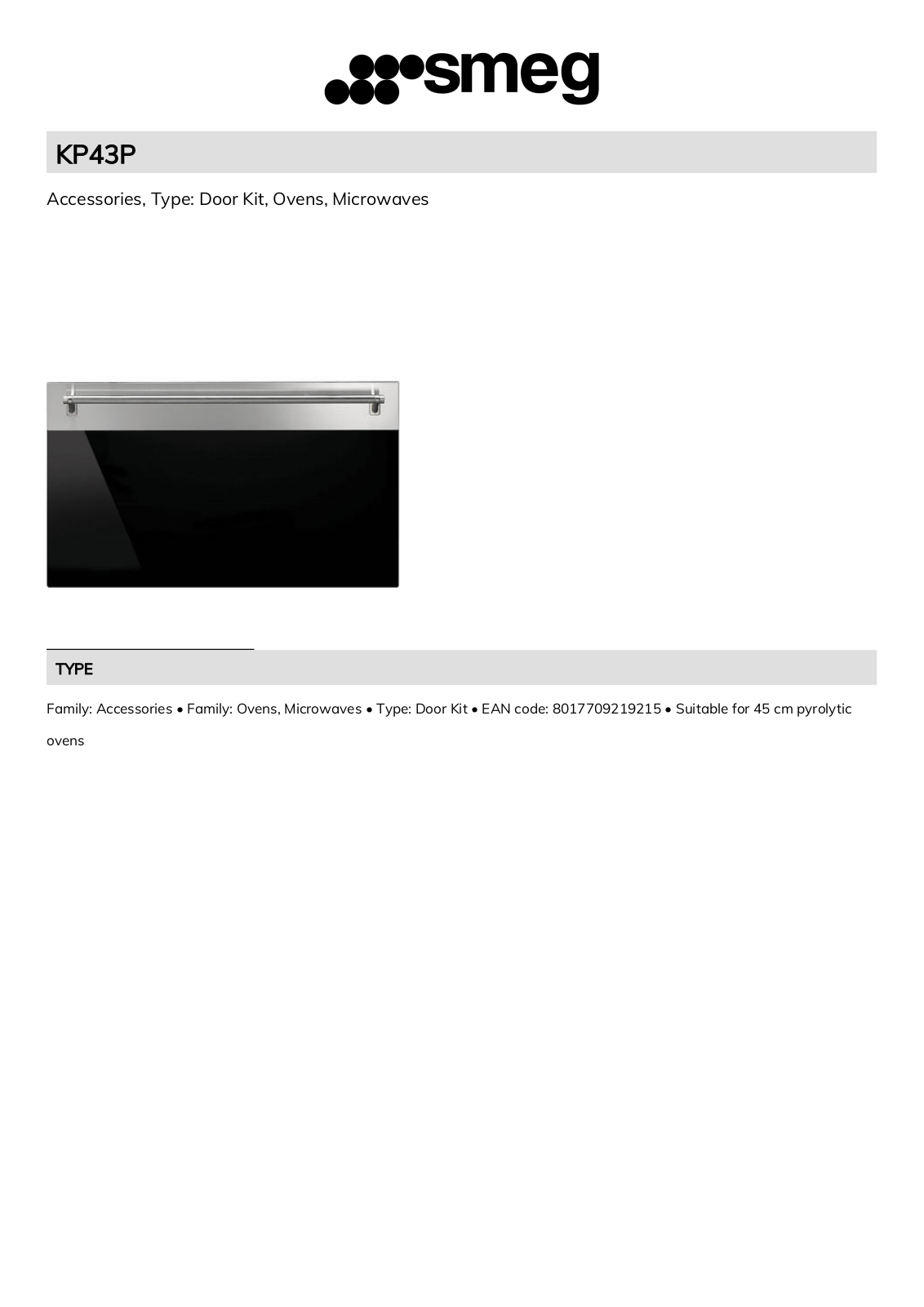 Smeg KP43P Technical sheet