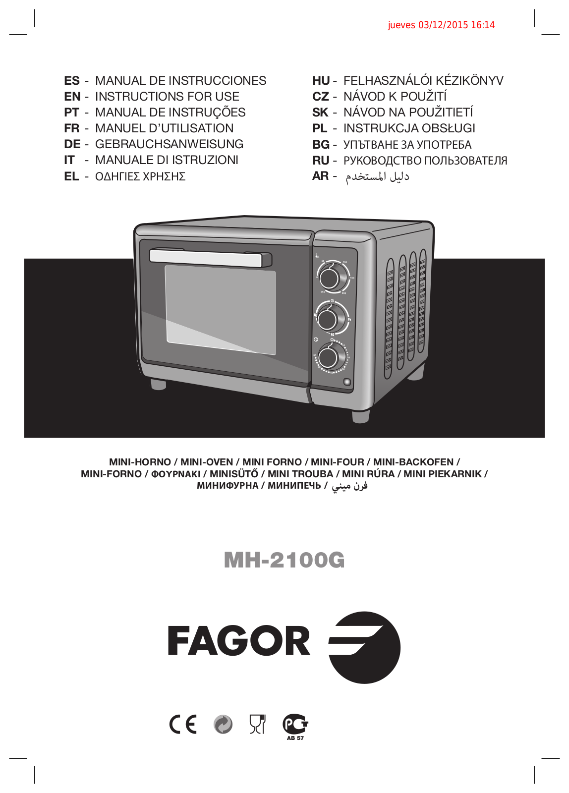 Fagor MH-2100G User Manual