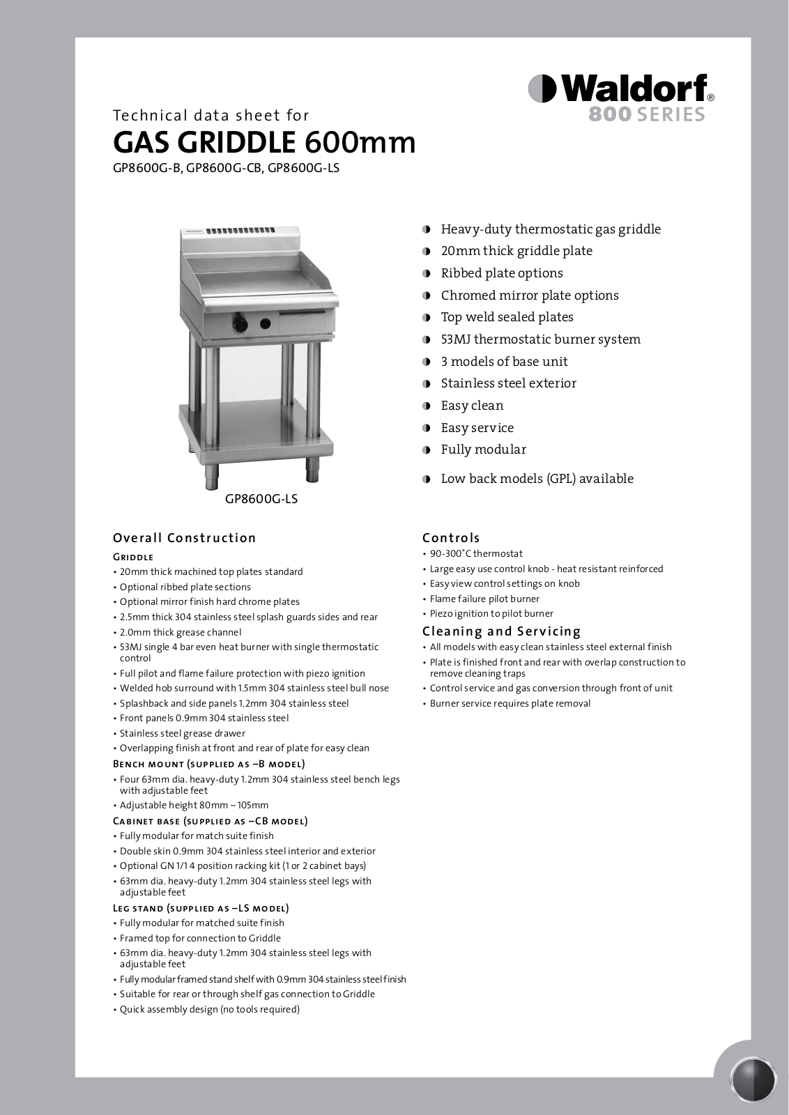 Moffat GP8600G-CB User Manual