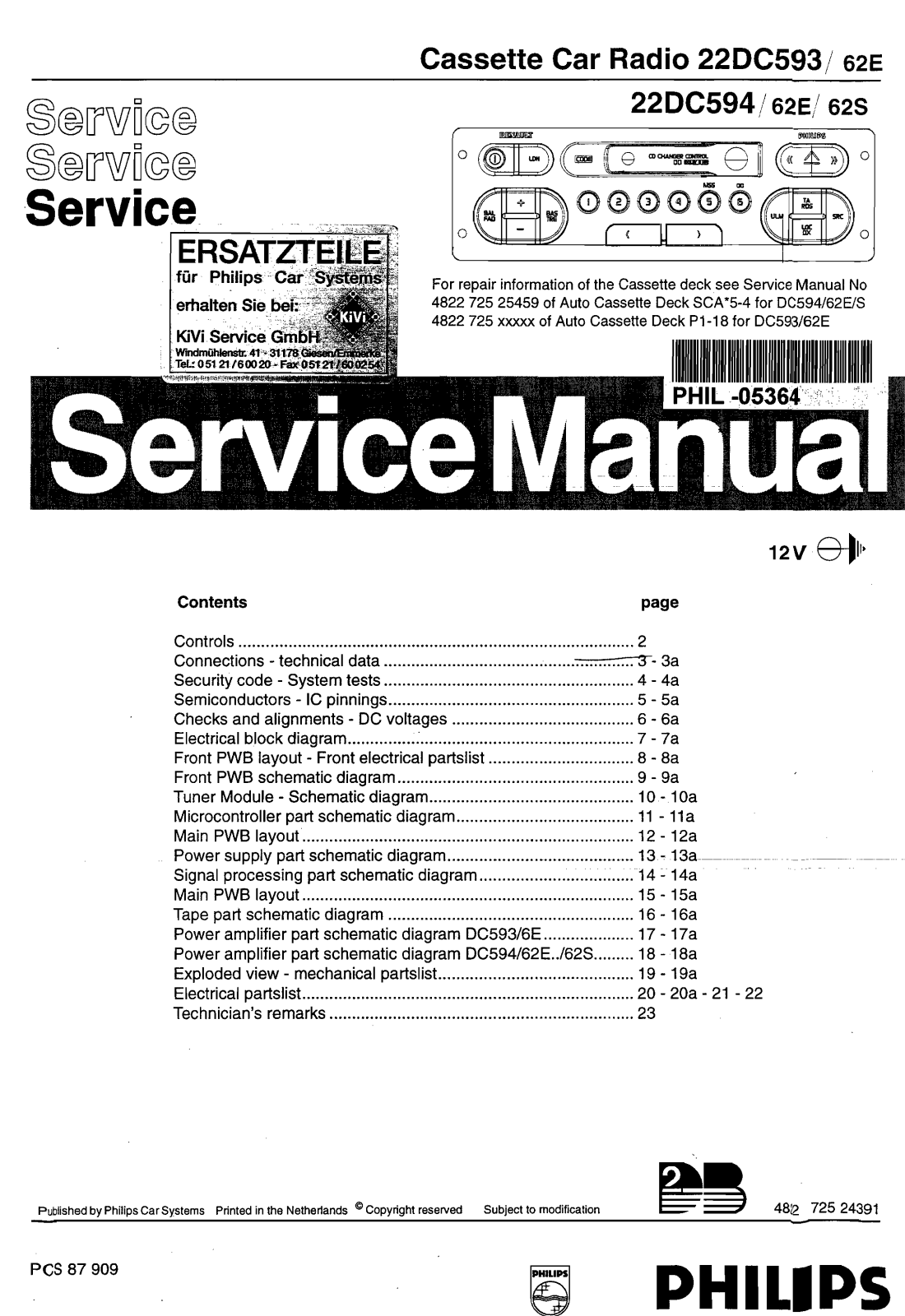 Philips 22-DC-593 Service Manual