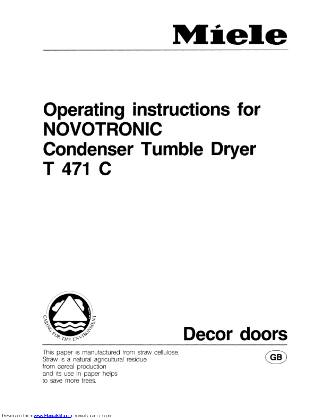 Miele T 471 C Operating Manual