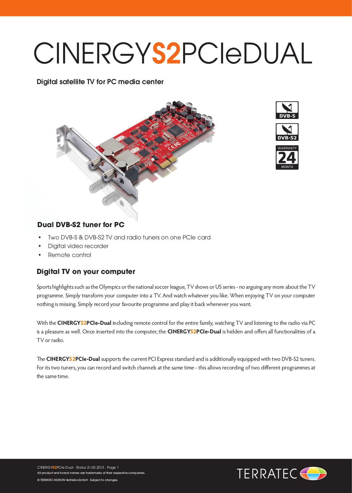 TerraTec Cinergy S2 PCIe Dual User manual