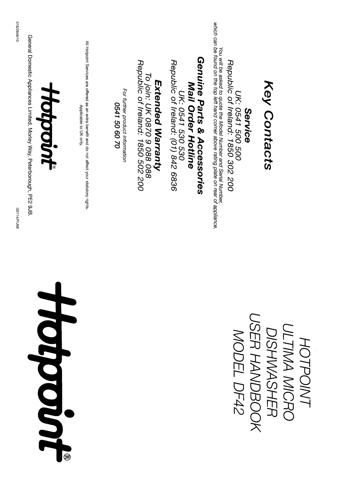 Hotpoint-Ariston HBDF42 User Manual