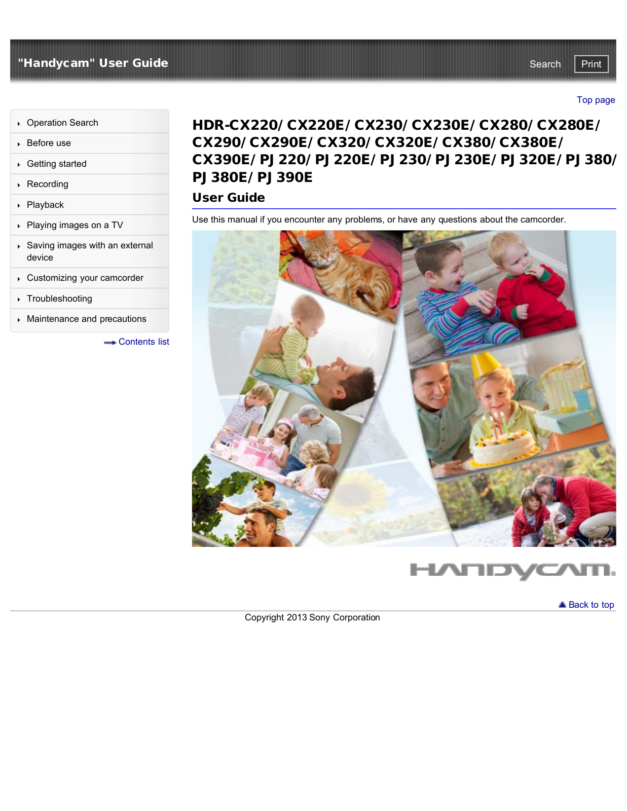 Sony HDR-CX220 User Guide