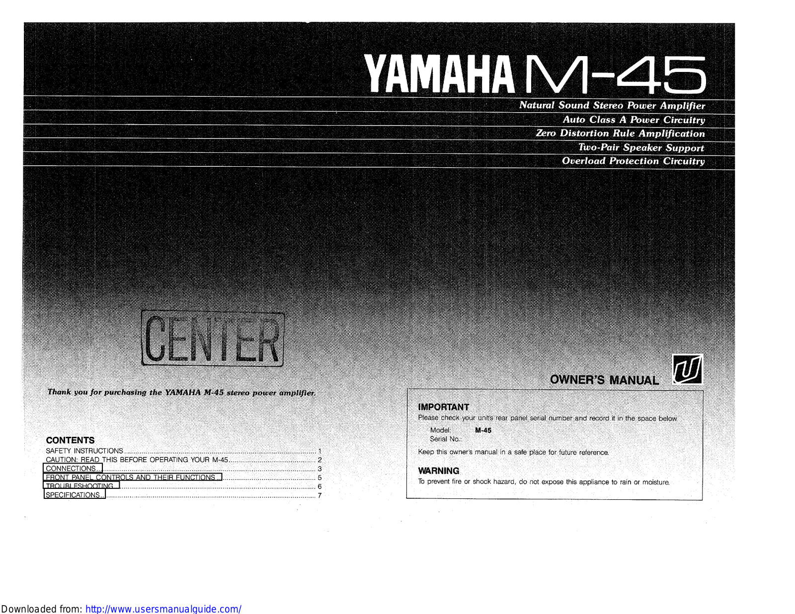 Yamaha Audio M-45 User Manual