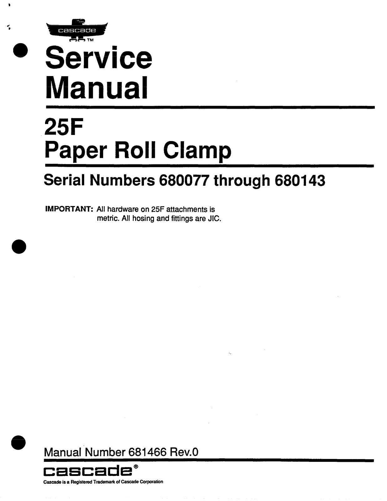 Cascade 25F User Manual - ManualMachine.com