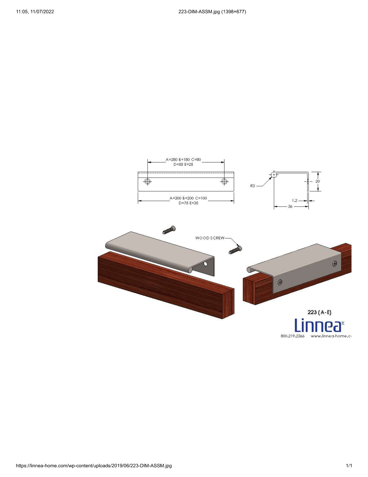 Linnea LNNE1168 Dimensions - ManualMachine.com