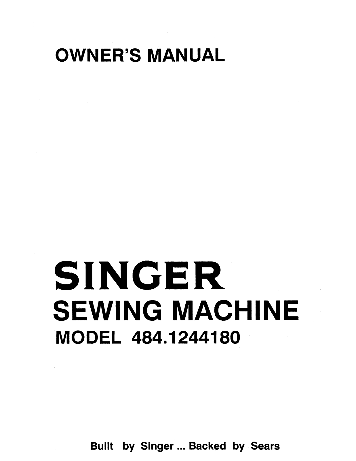 Singer 484.124418 User Manual