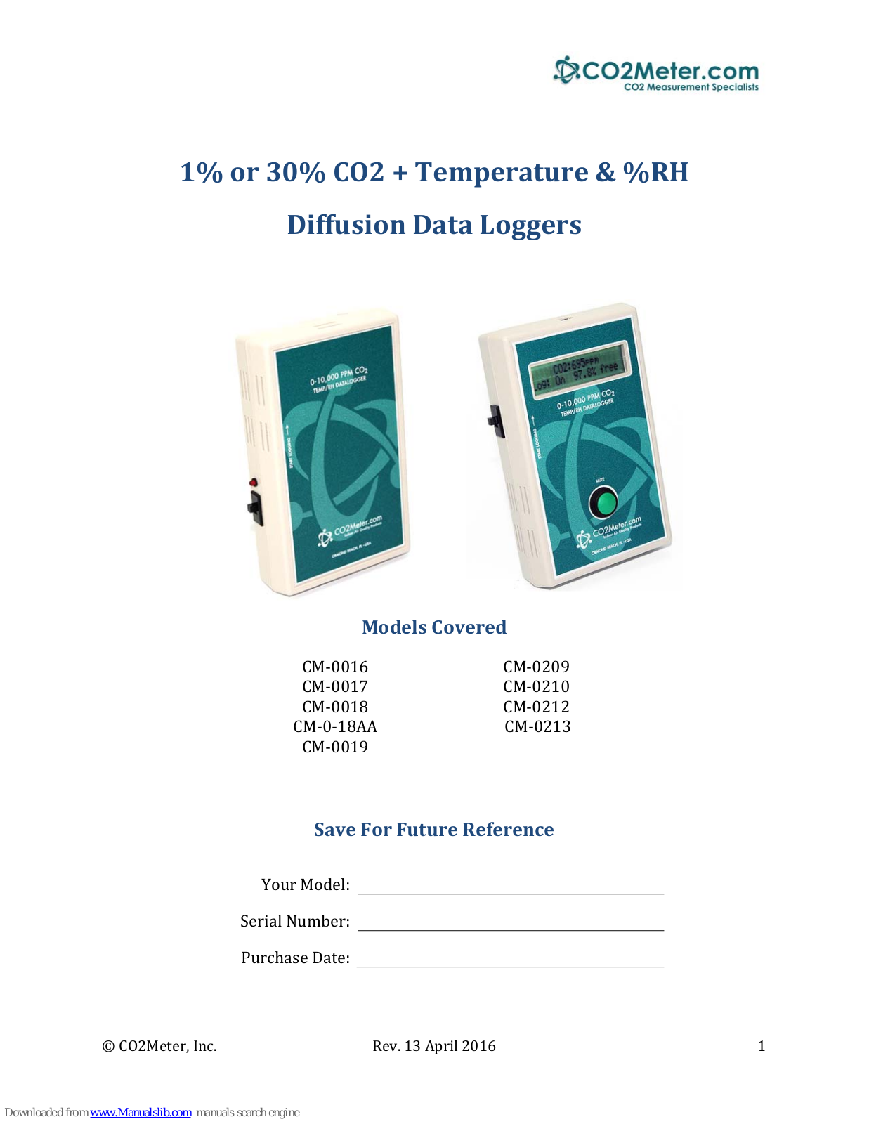 Co2meter CM-0016, CM-0017, CM-0018, CM-0-18AA, CM-0019 User Manual - ManualMachine.com