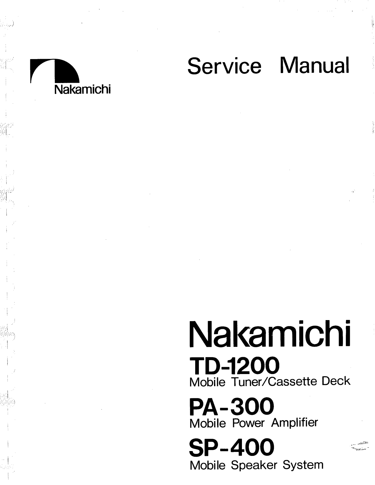 Nakamichi TD-1200 Service manual