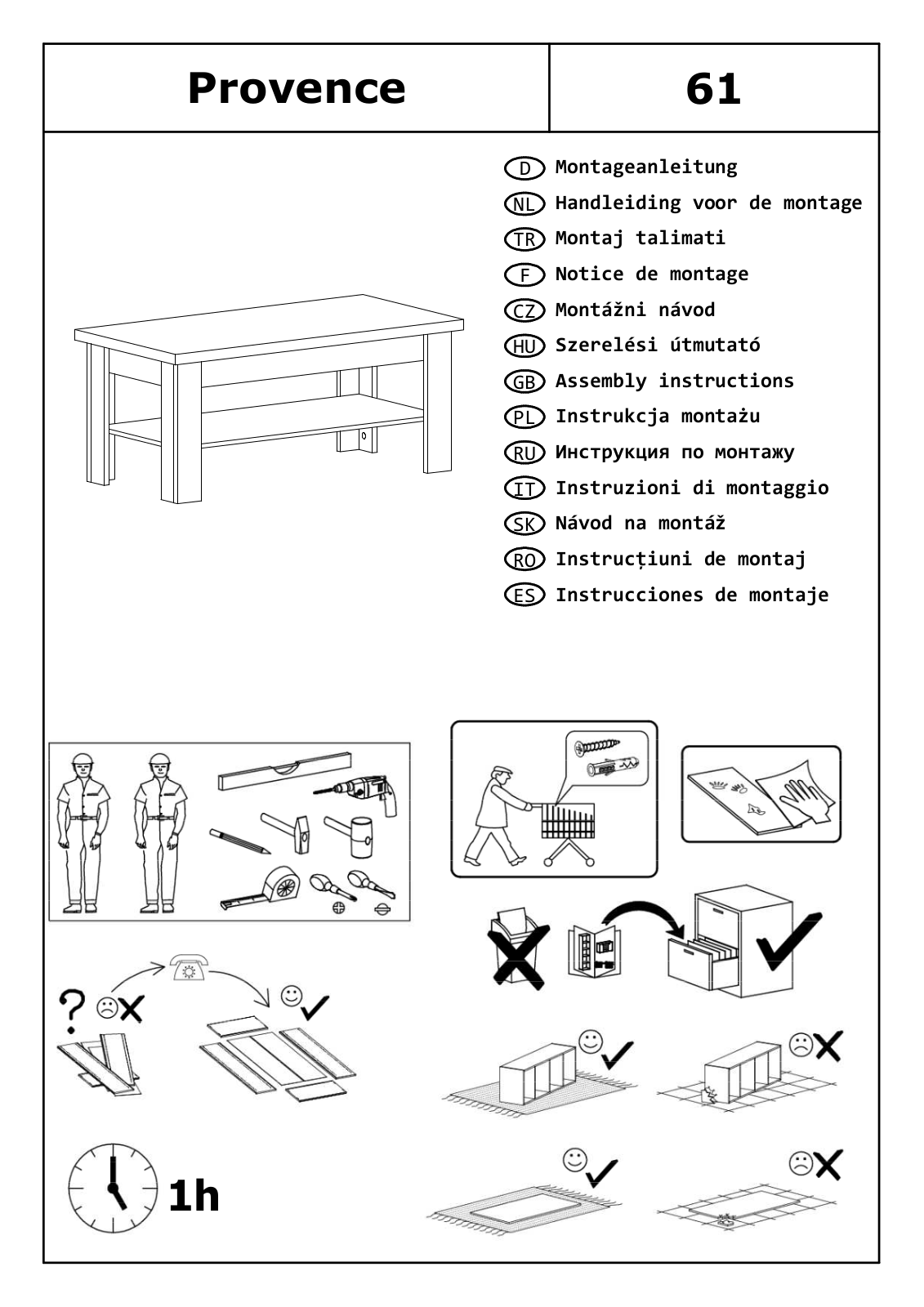 Home affaire Provence 61 Assembly instructions