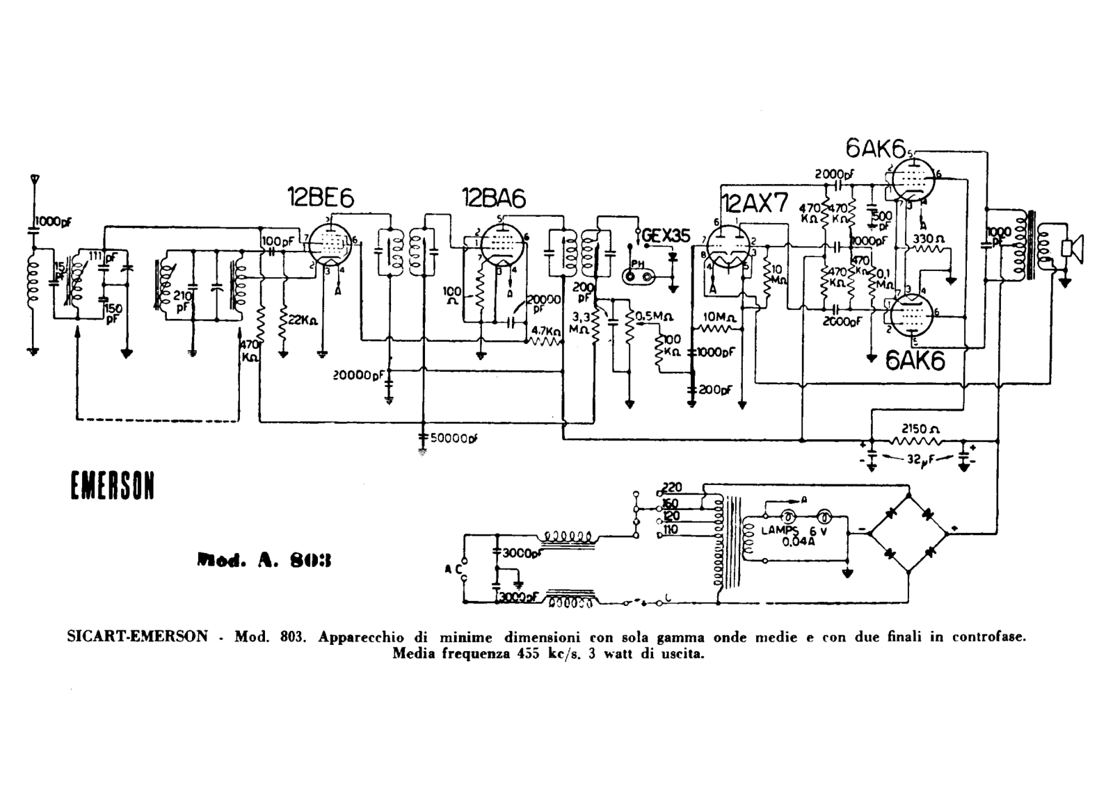 Sicart Emerson a803 schematic