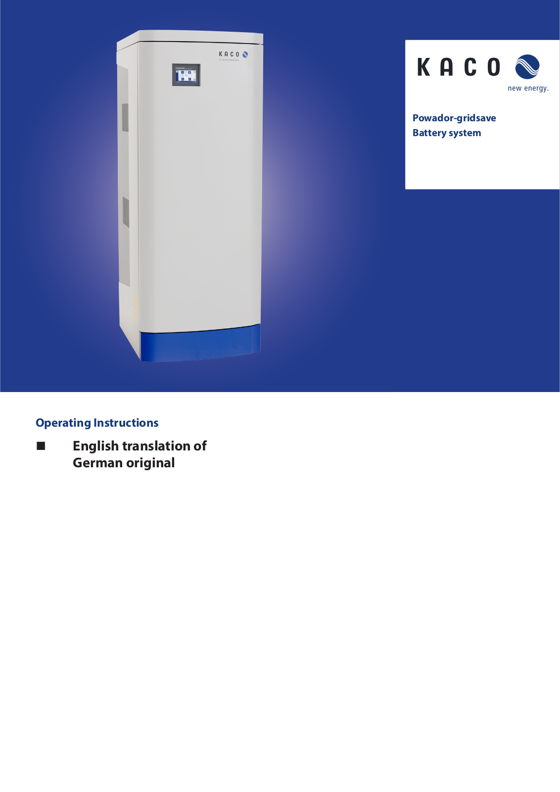 KACO Powador-gridsave User Manual