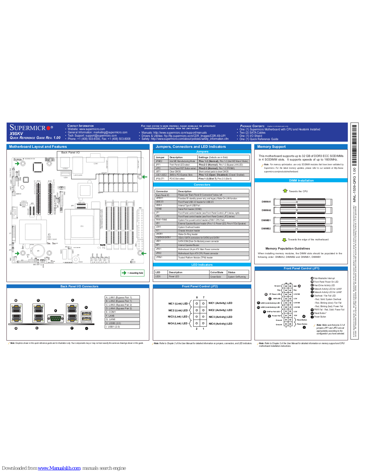 Supermicro X9SKV Quick Reference Manual - ManualMachine.com