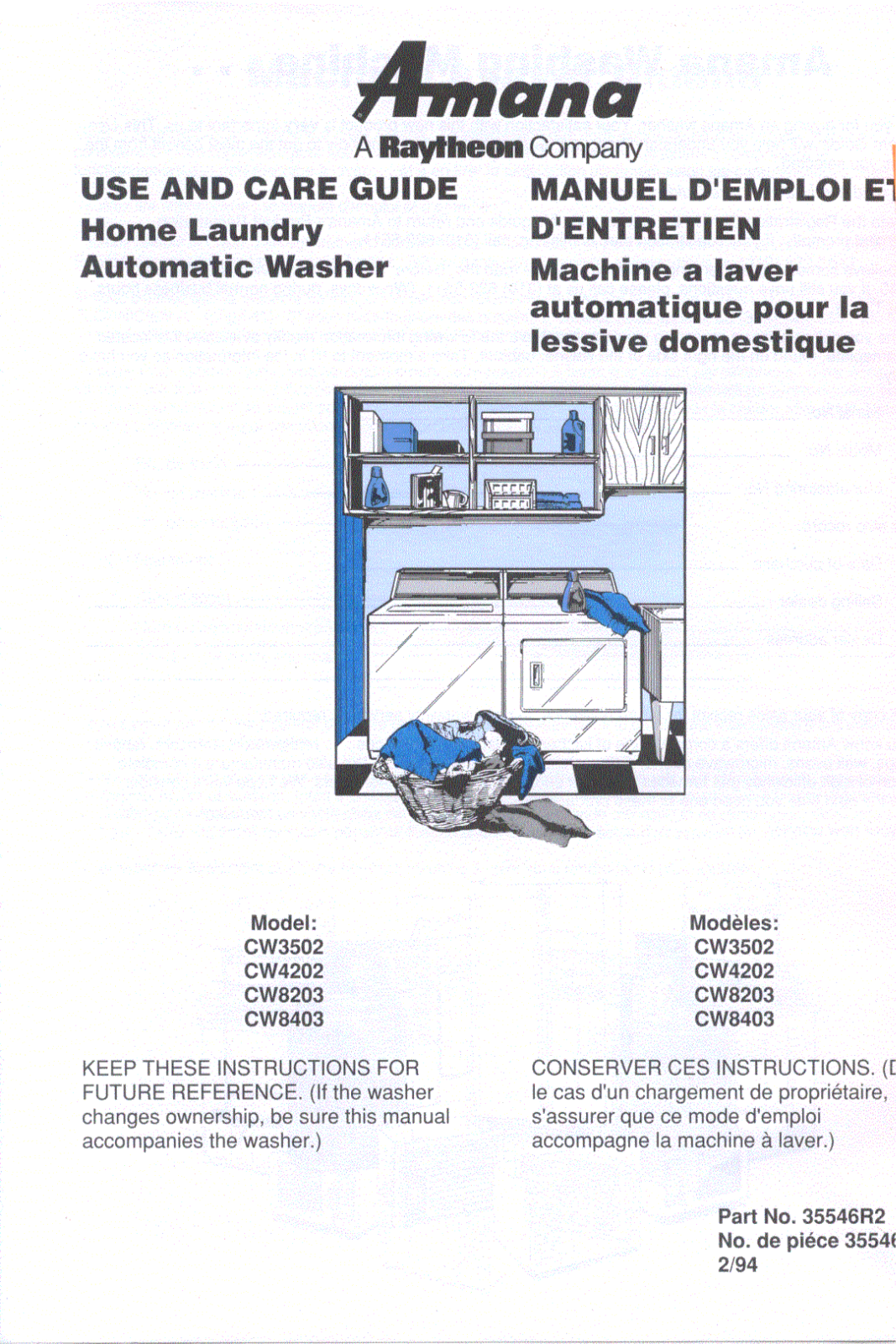 Amana CW3502W, CW4202W, CW8203W, CW8403W Owner's Manual