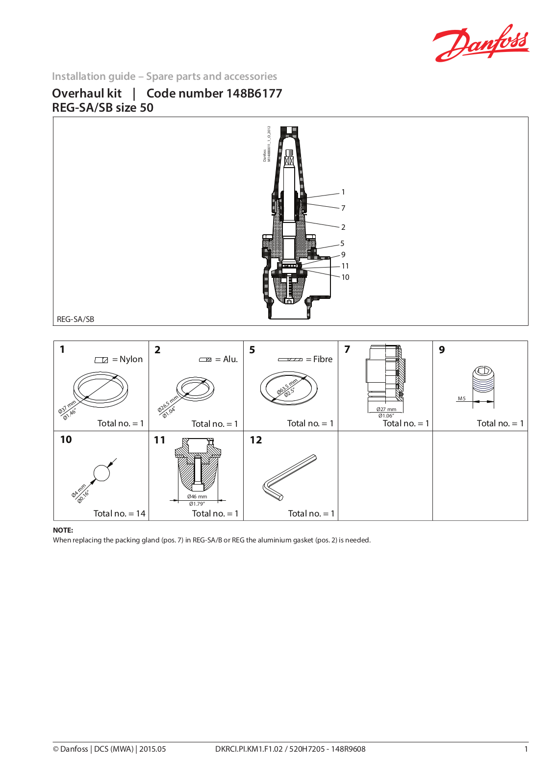 Danfoss REG-SA 50, REG-SB 50 Installation guide