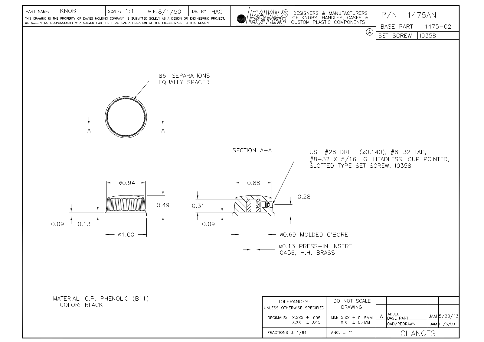 Davies Molding 1475AN Reference Drawing