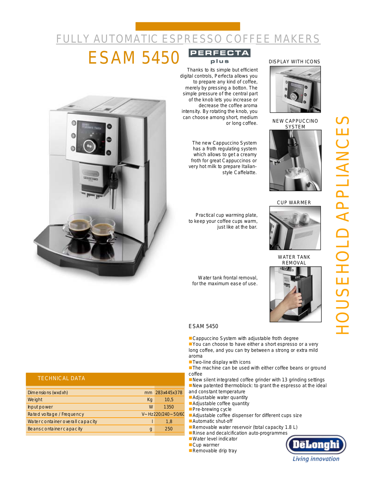 Delonghi ESAM5450 Information Sheet