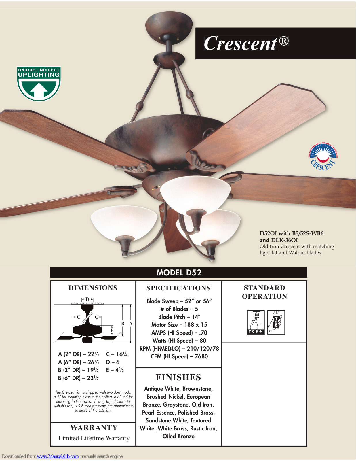 Craftmade D52 Specifications - ManualMachine.com
