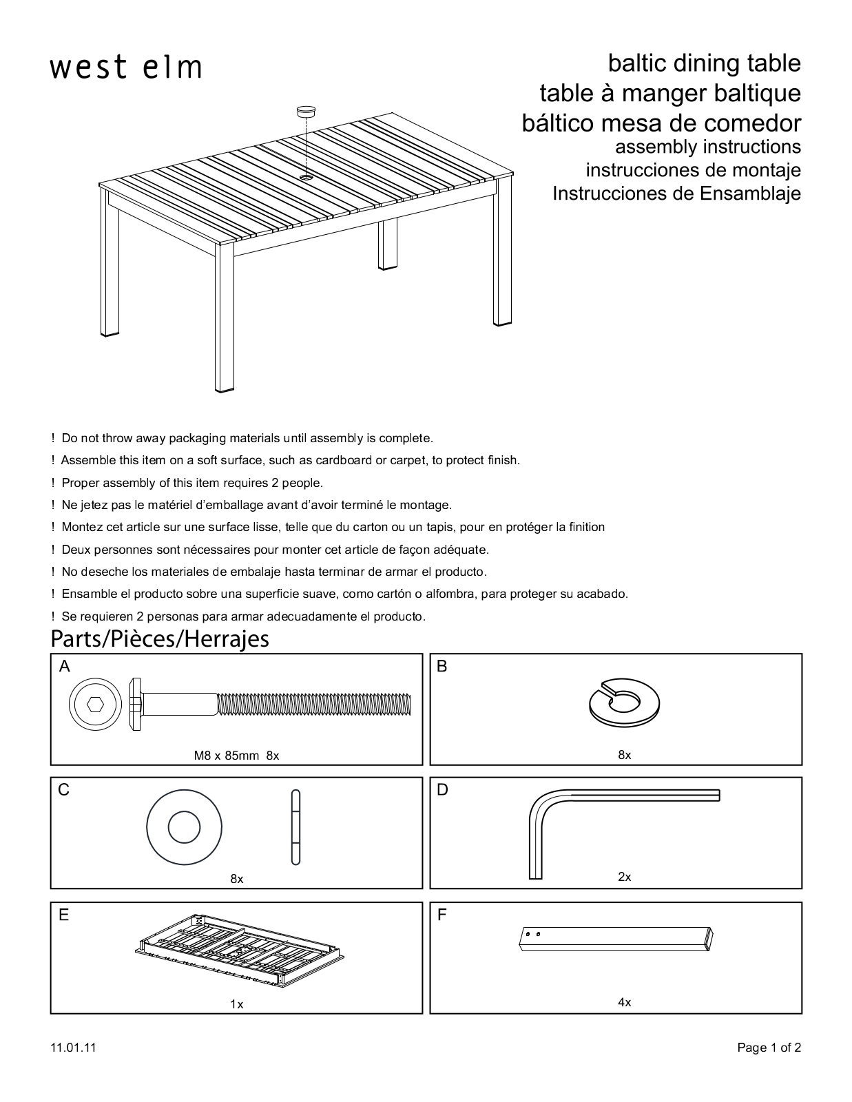 West Elm Baltic Dining Table Assembly Instruction