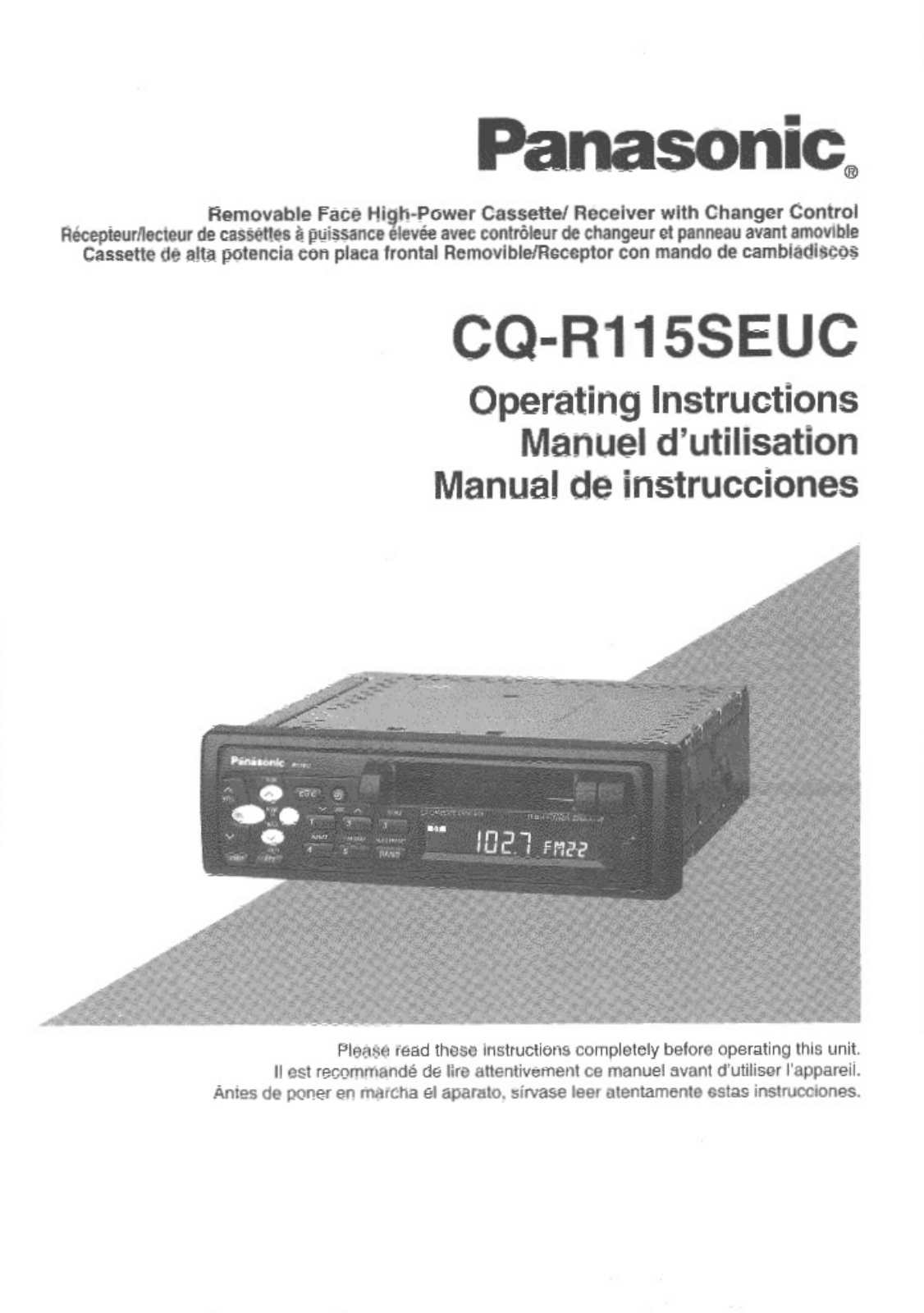 Panasonic cq-r115seuc Operation Manual