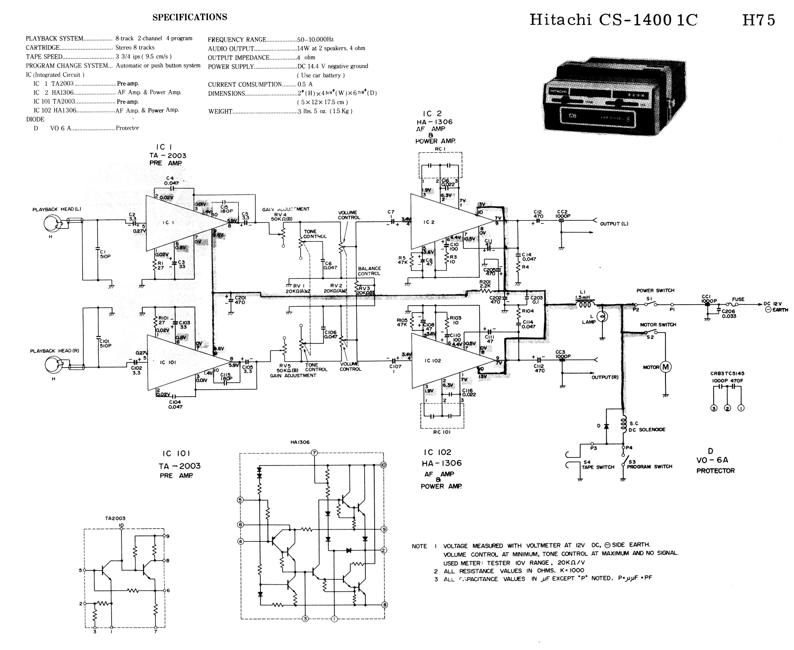 Hitachi CS-1400 Cirquit Diagram