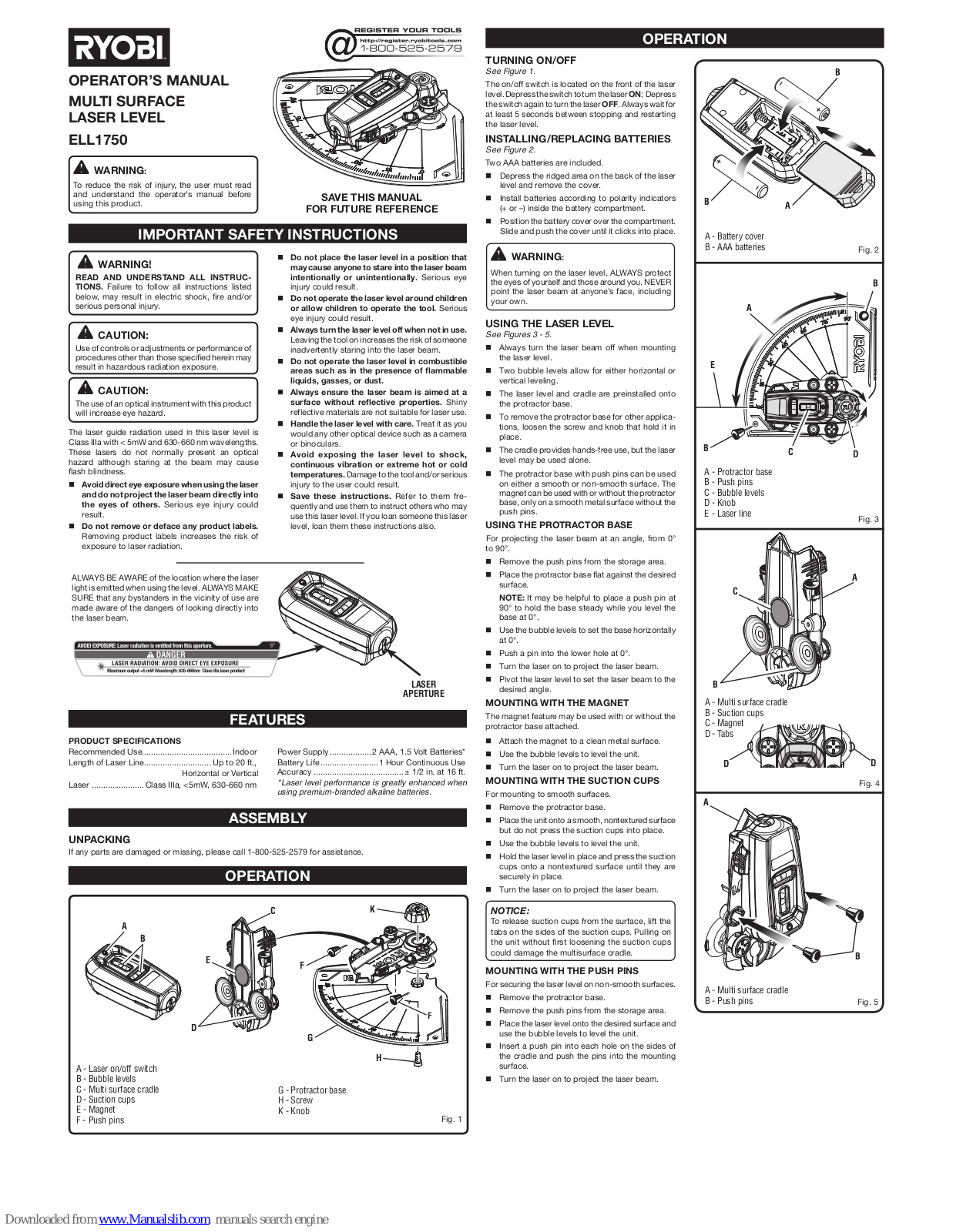 Ryobi ELL1750 Operator's Manual