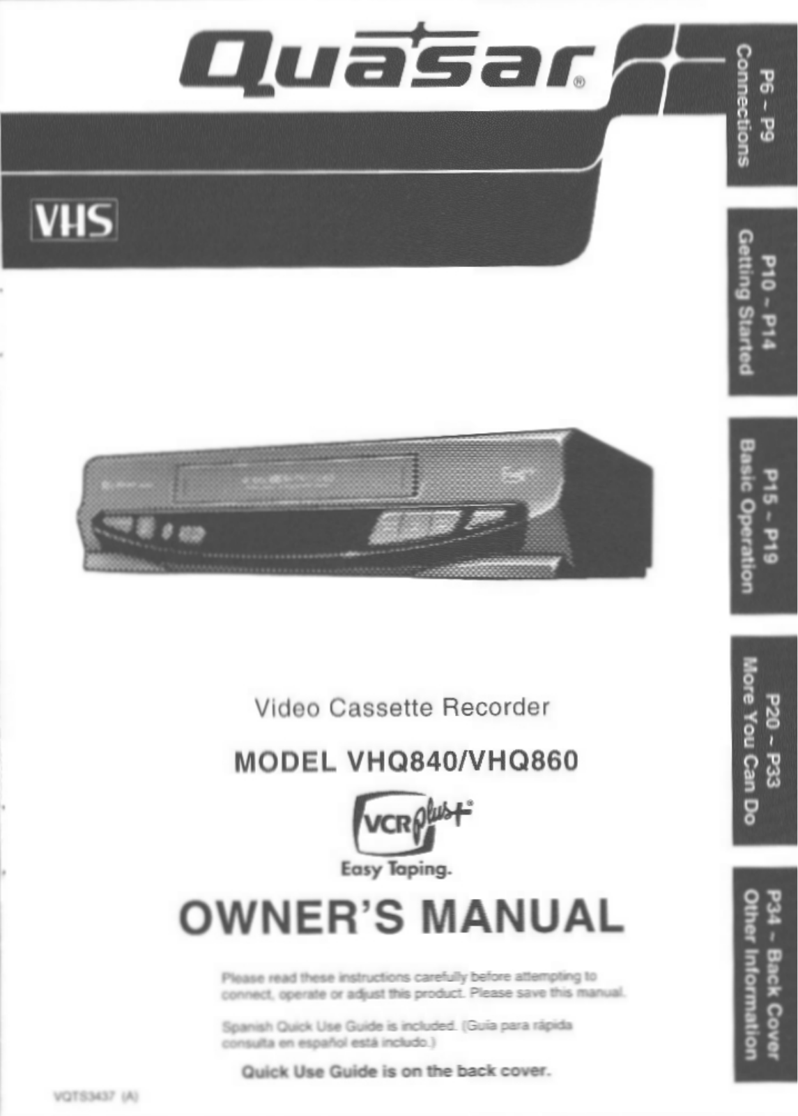 Panasonic vhq-840 Operation Manual