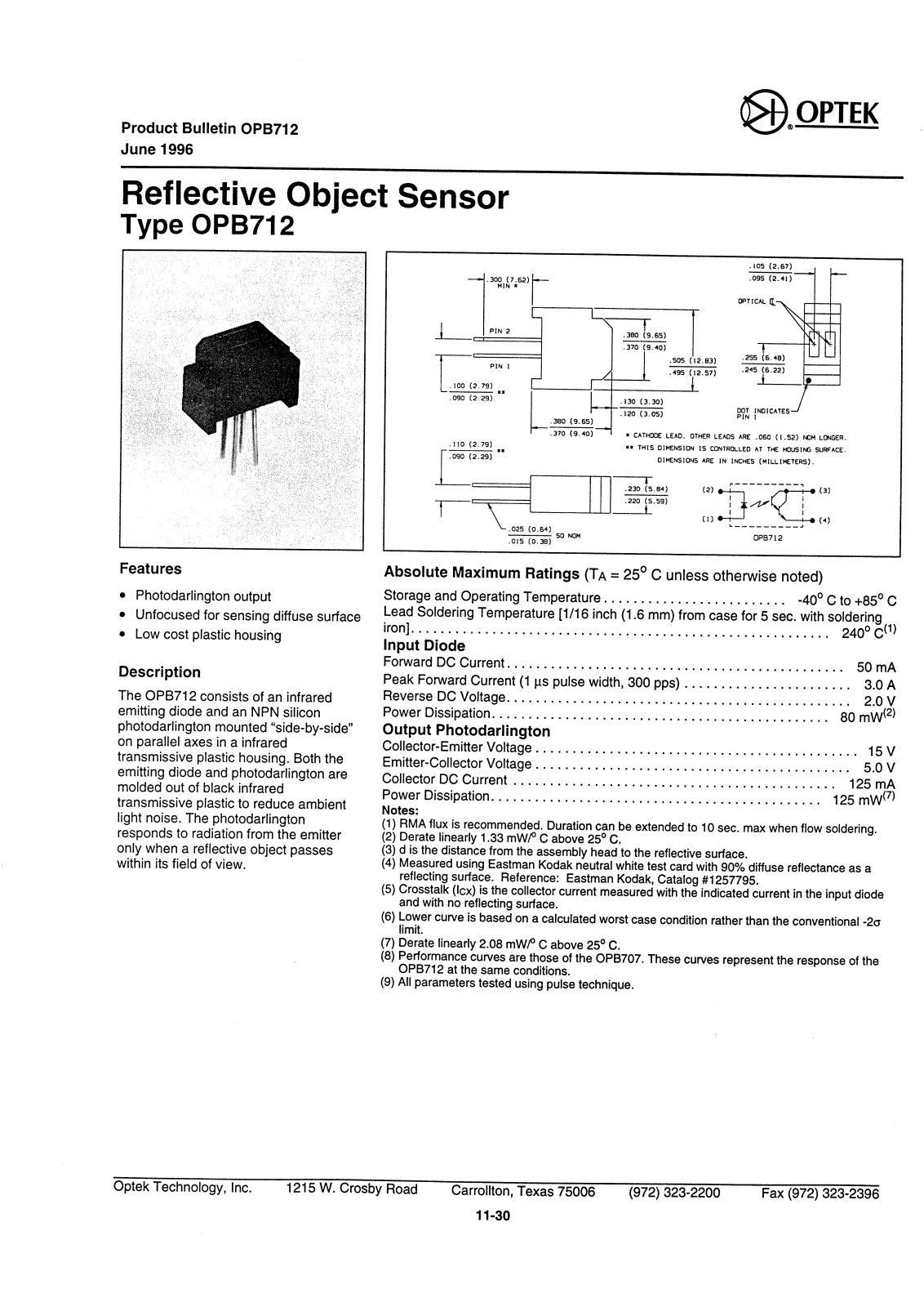 Datasheet OPB712 Datasheet (OPTEK) - ManualMachine.com