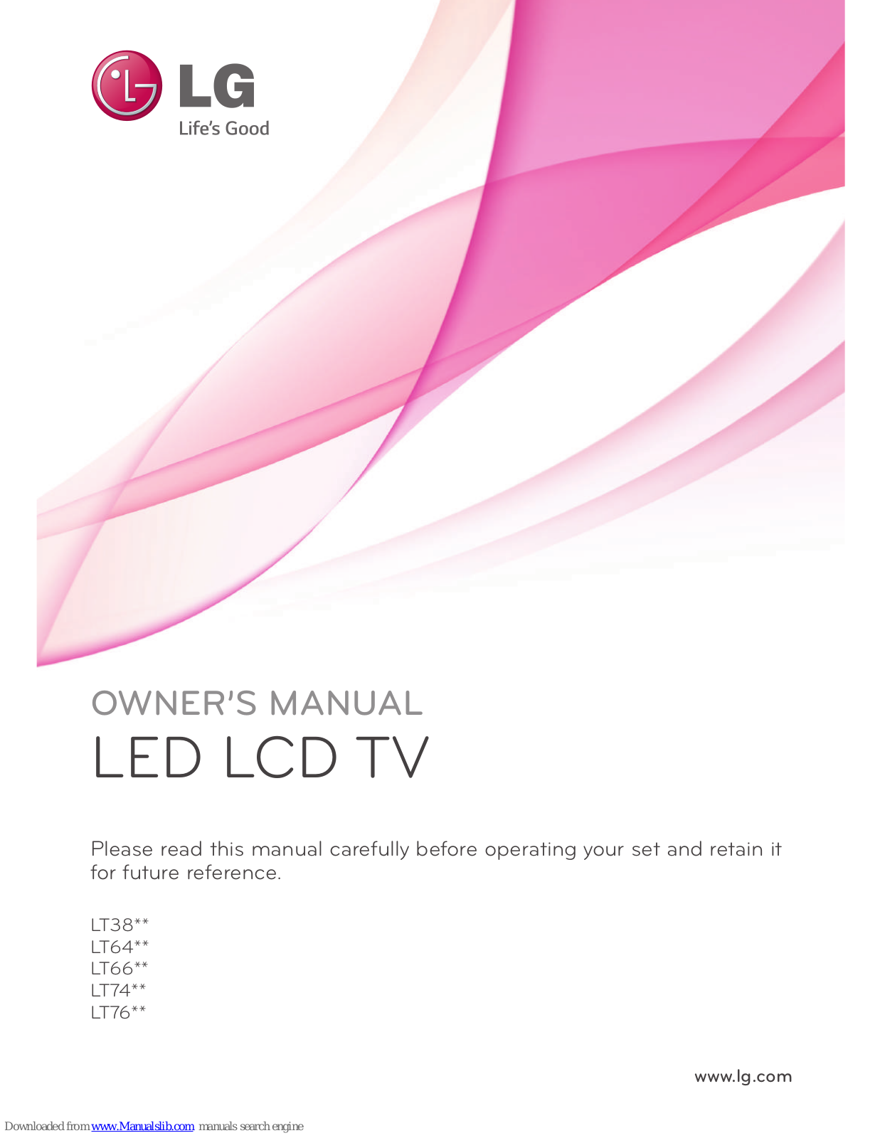 LG LT38 series, LT64 series, LT66 series, LT74 series, LT76 series Owner's Manual