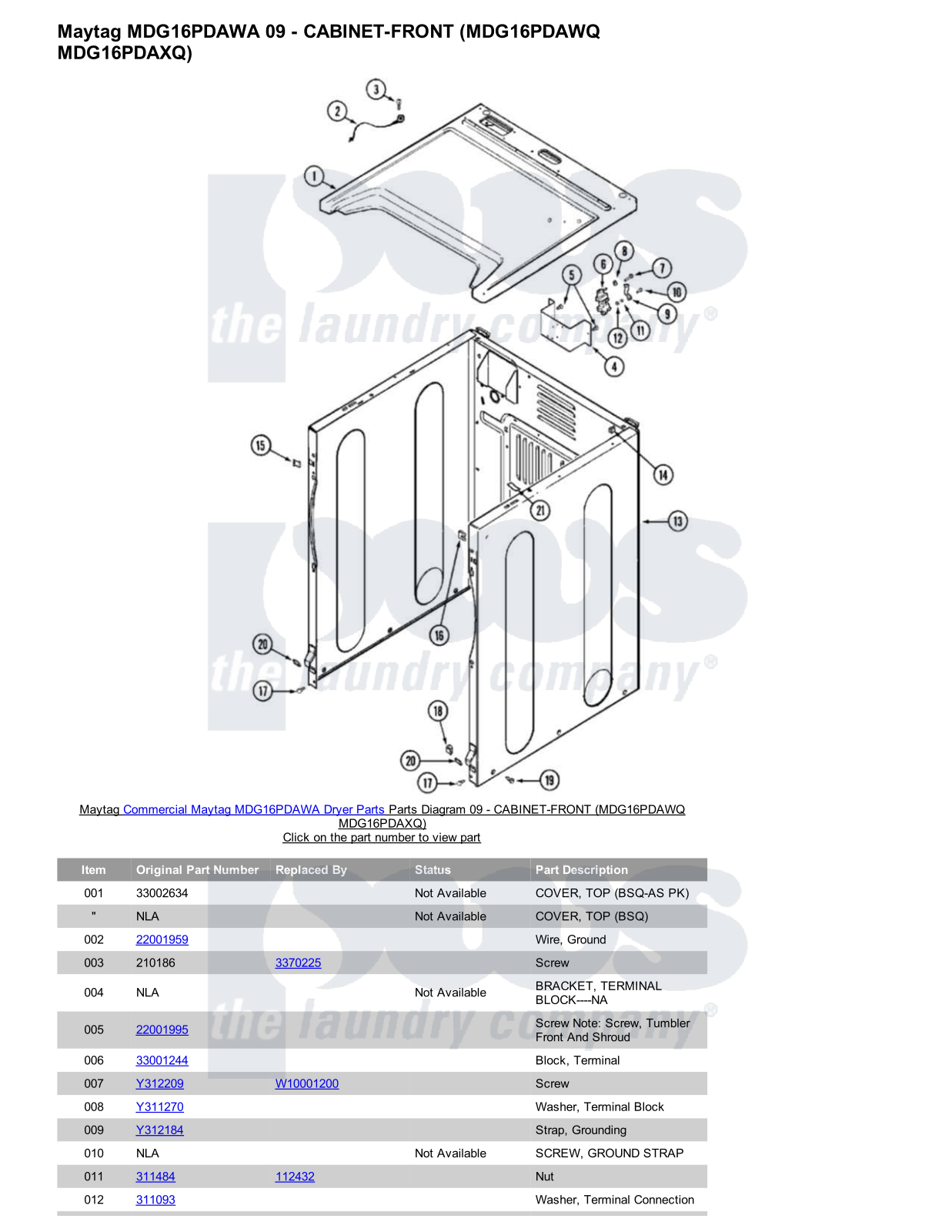 Maytag MDG16PDAWA Parts Diagram