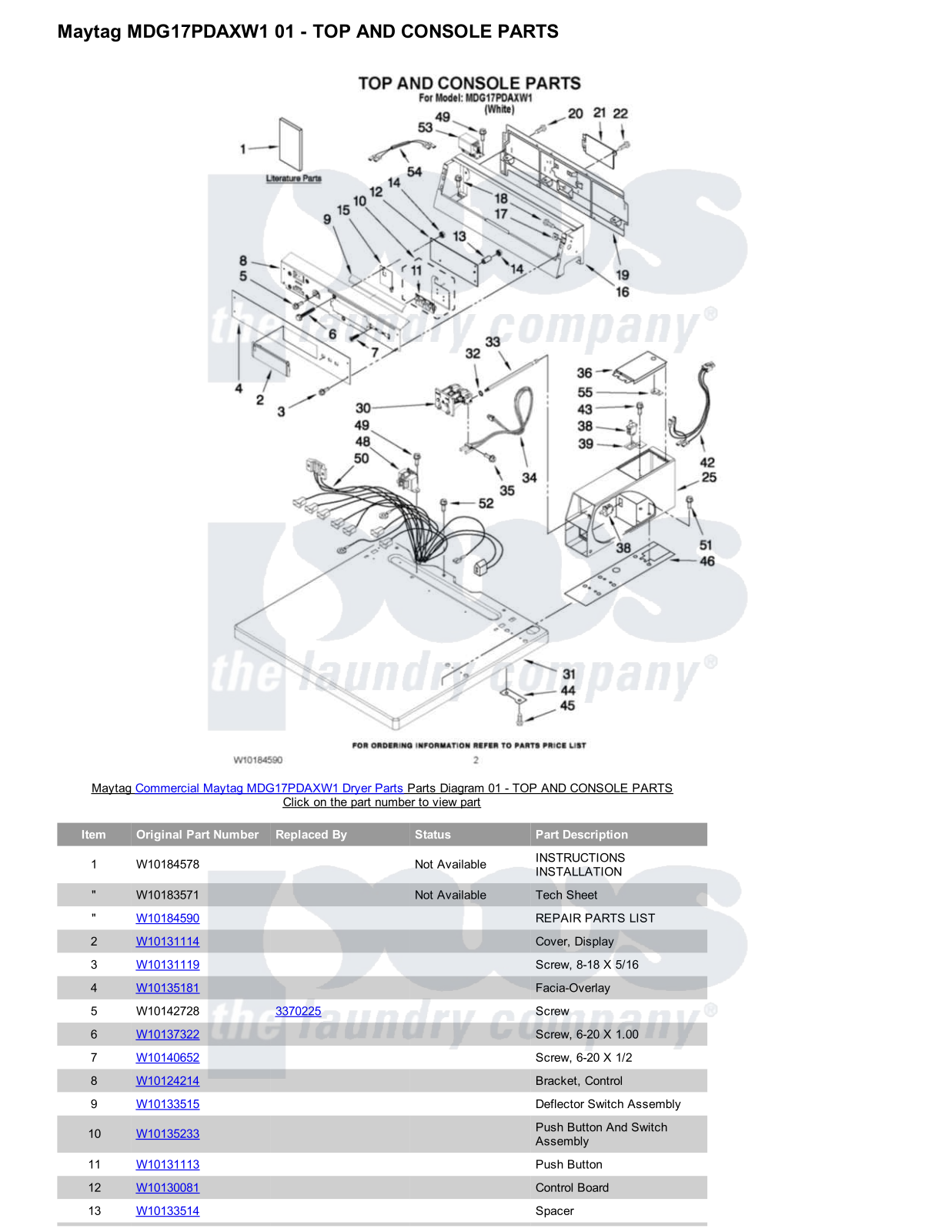 Maytag MDG17PDAXW1 Parts Diagram