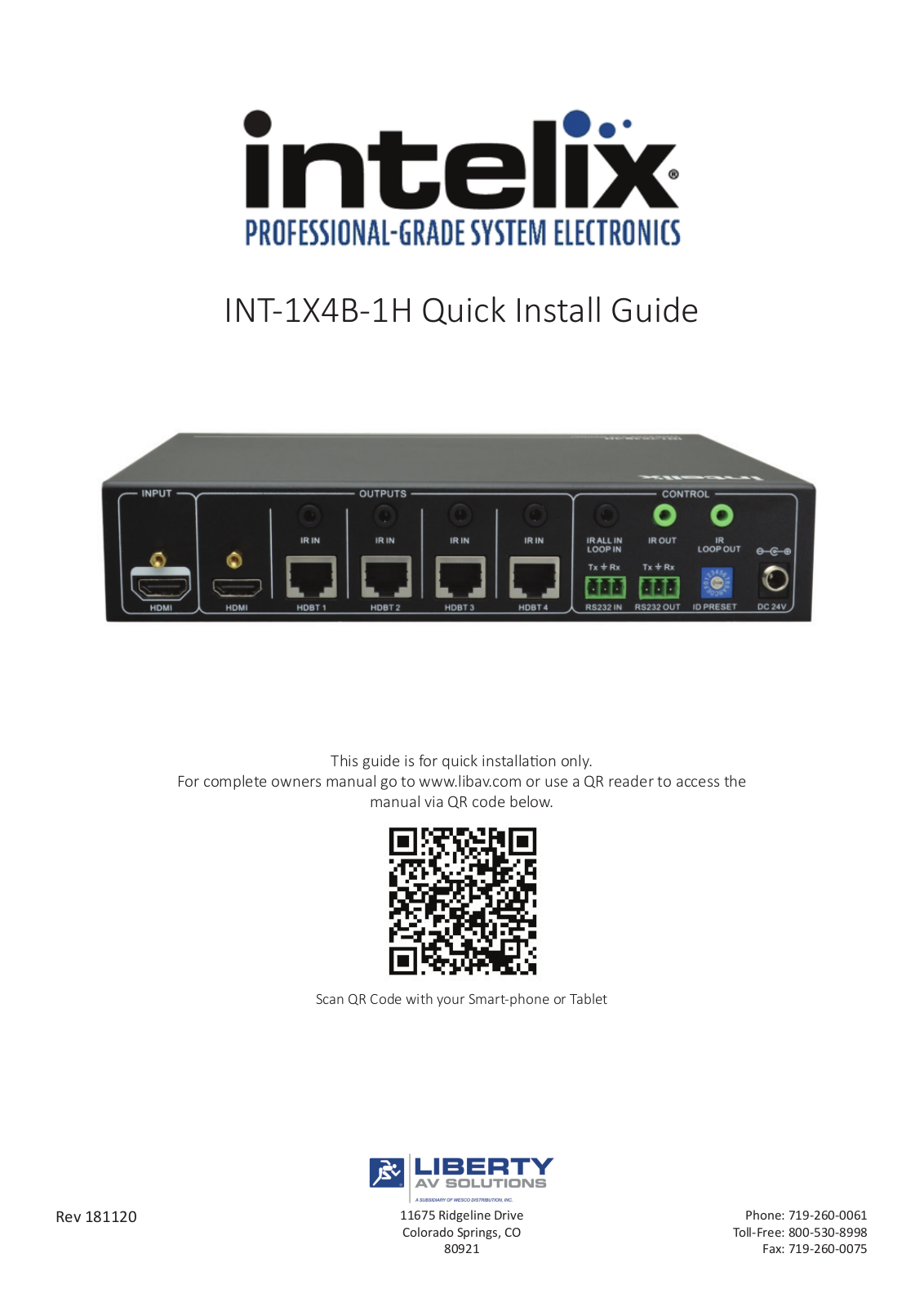 Intelix INT-1X4B-1H Installation Guide