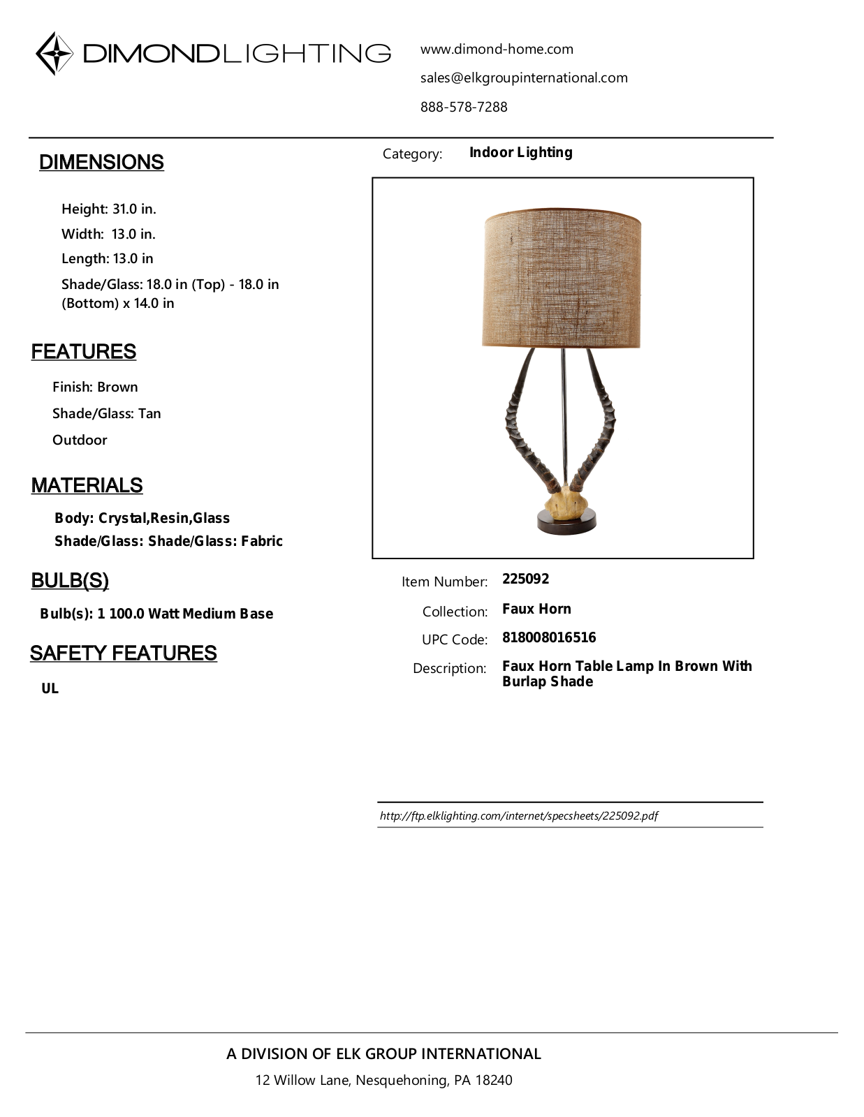 ELK Home 225092 User Manual