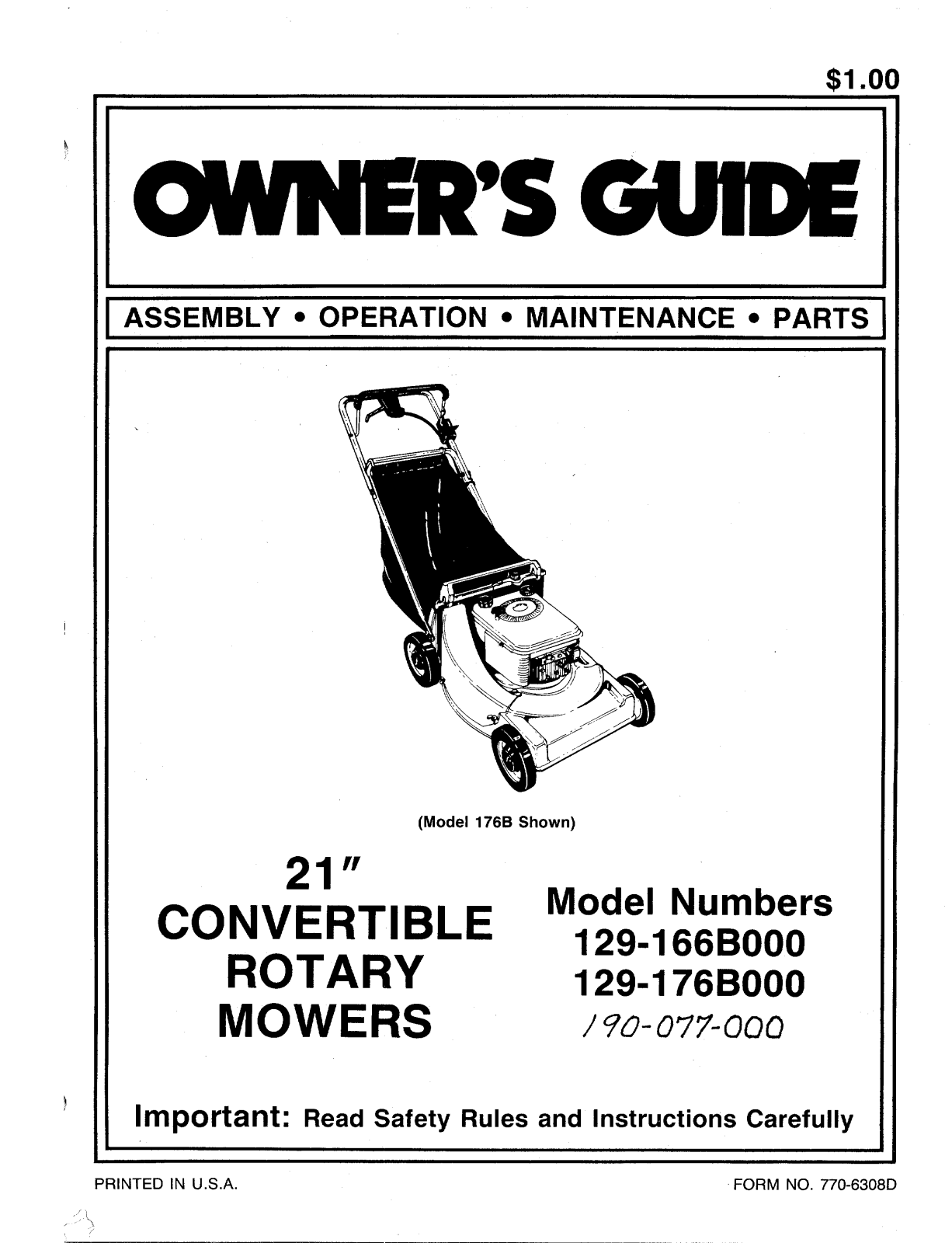 MTD 129-176B000, 129-166B000 User Manual