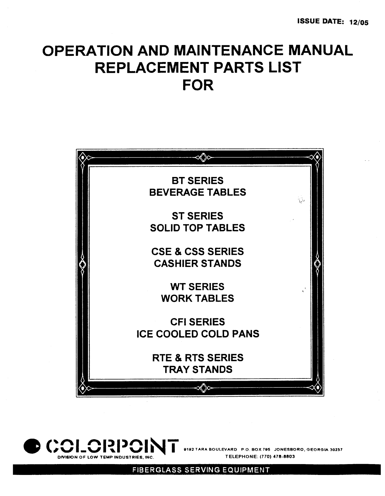 Low Temp Industries CFI, 28-CSS Installation  Manual