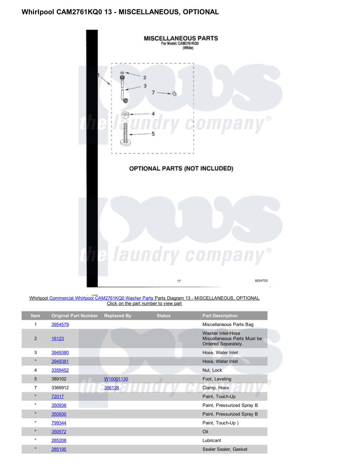 Whirlpool CAM2761KQ0 Parts Diagram