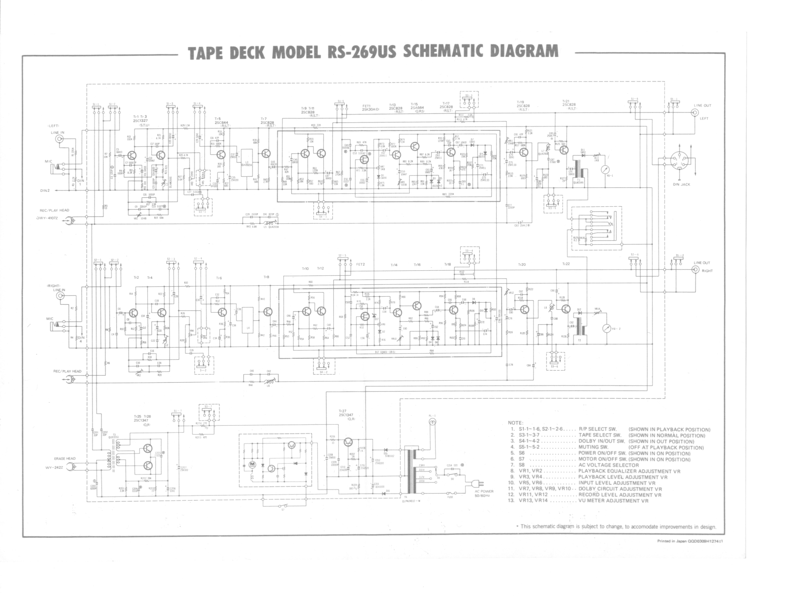 Technics RS-269-US Schematic